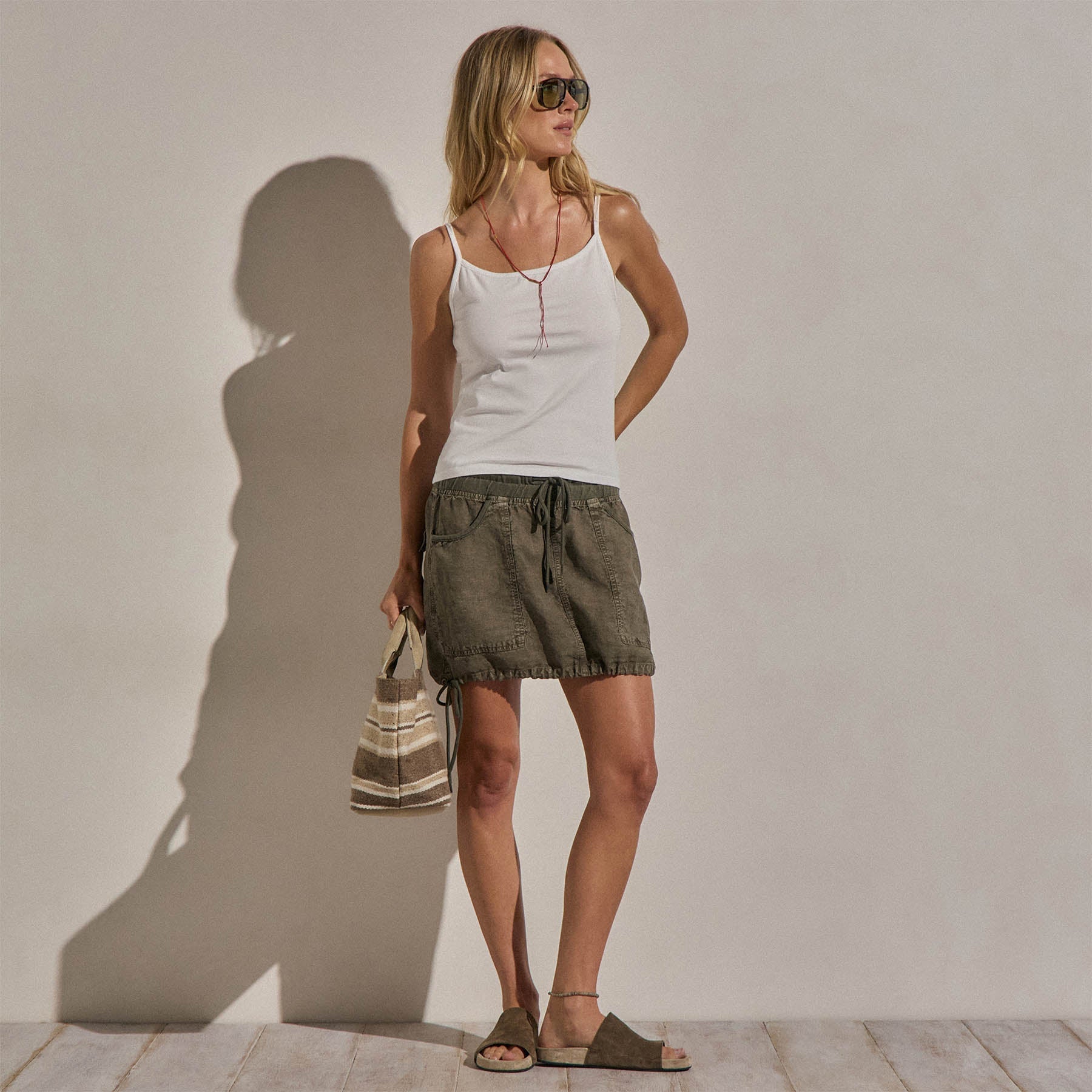 Wide Neck Tank Top - White