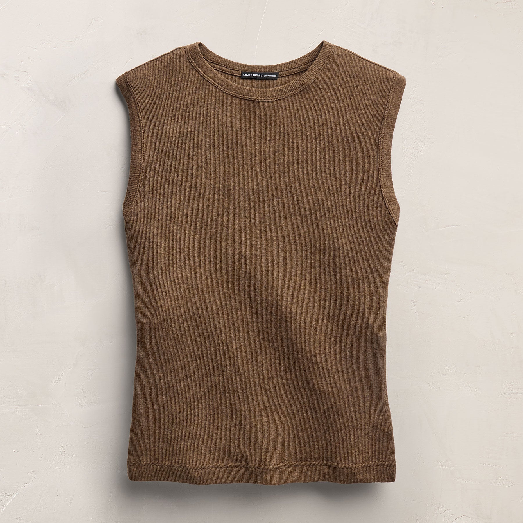 Cotton Cashmere Rib Tank - Brown