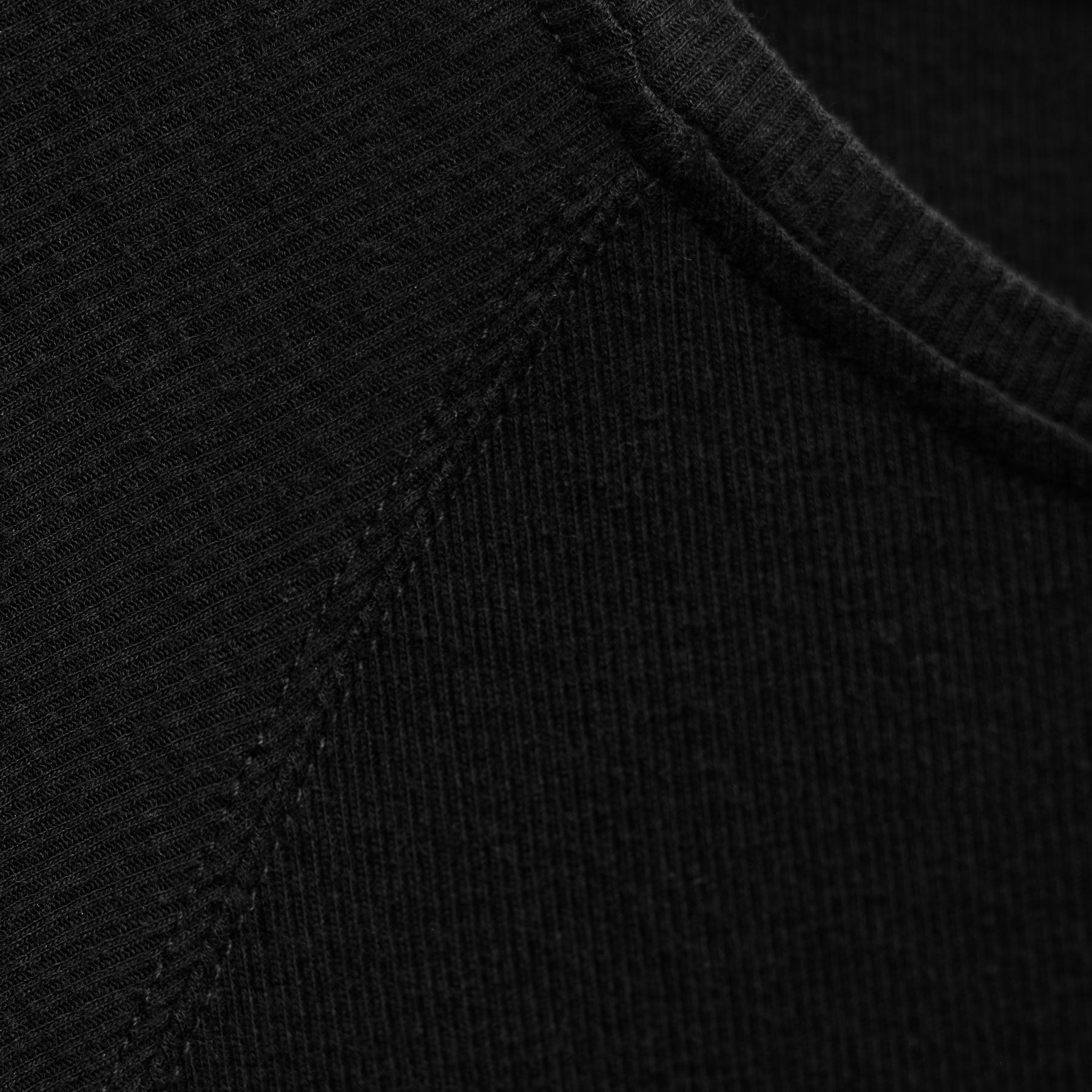 Cotton Cashmere Ribbed Raglan Tee - Black