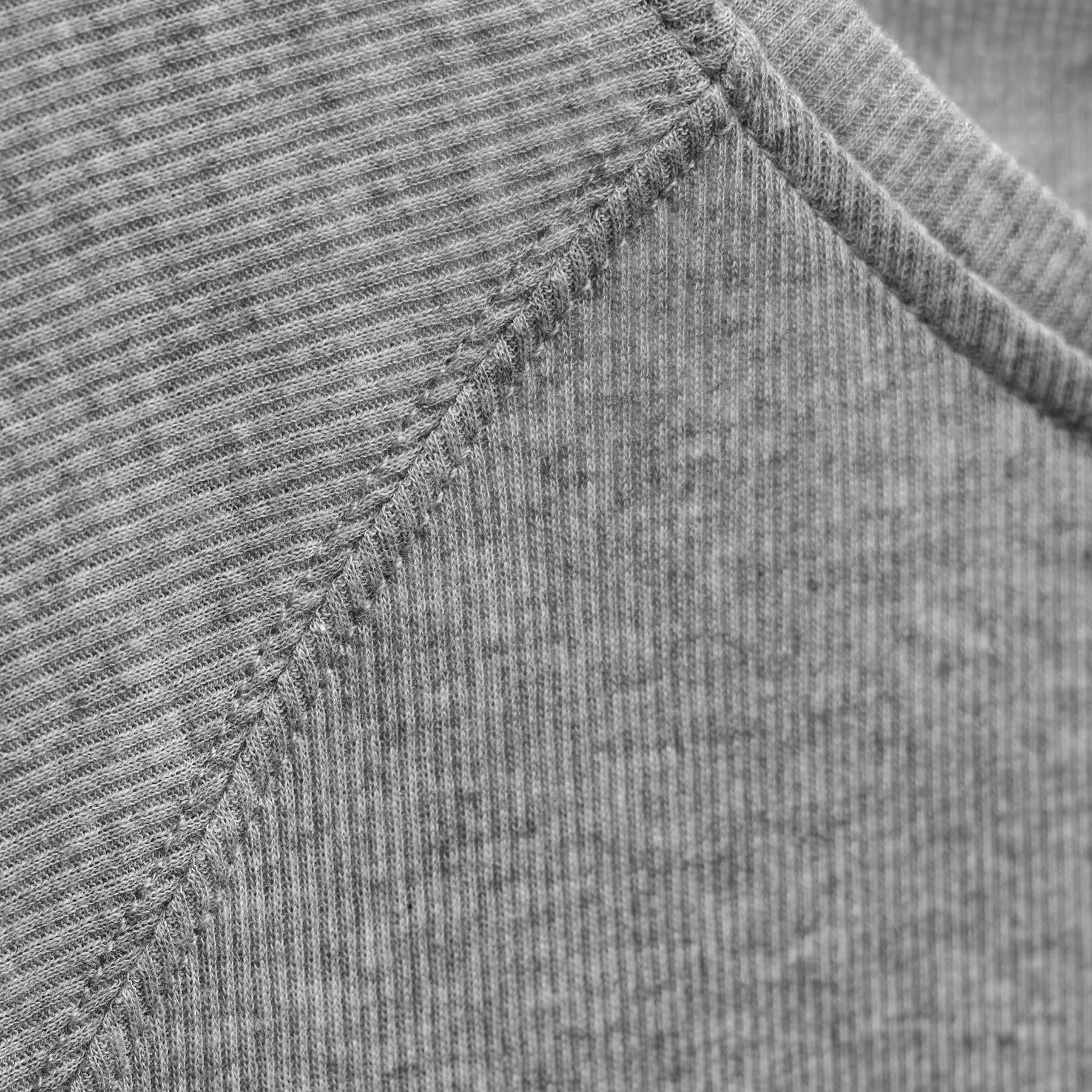 Cotton Cashmere Ribbed Raglan Tee - Heather Grey