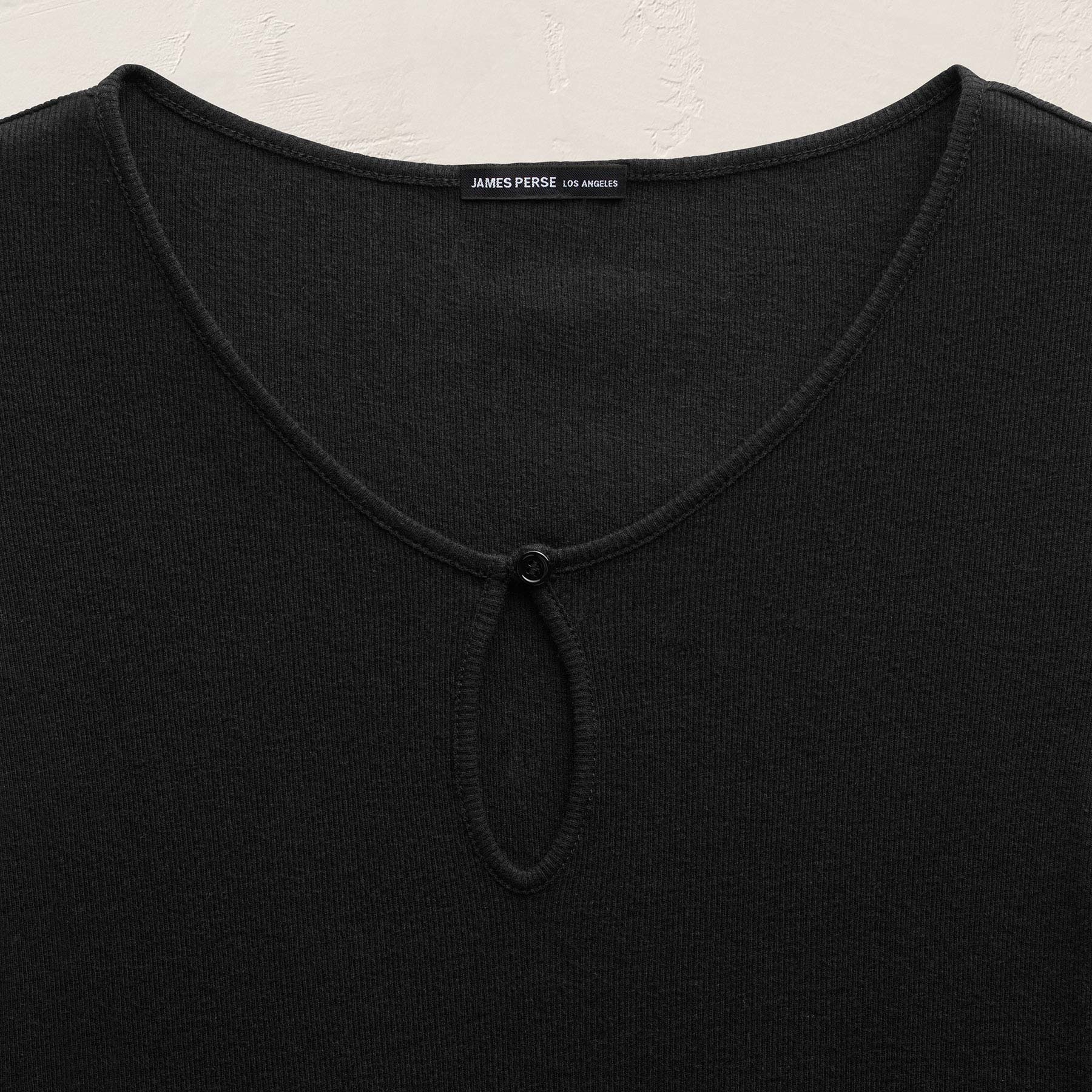 Cotton Cashmere Keyhole Tee - Black
