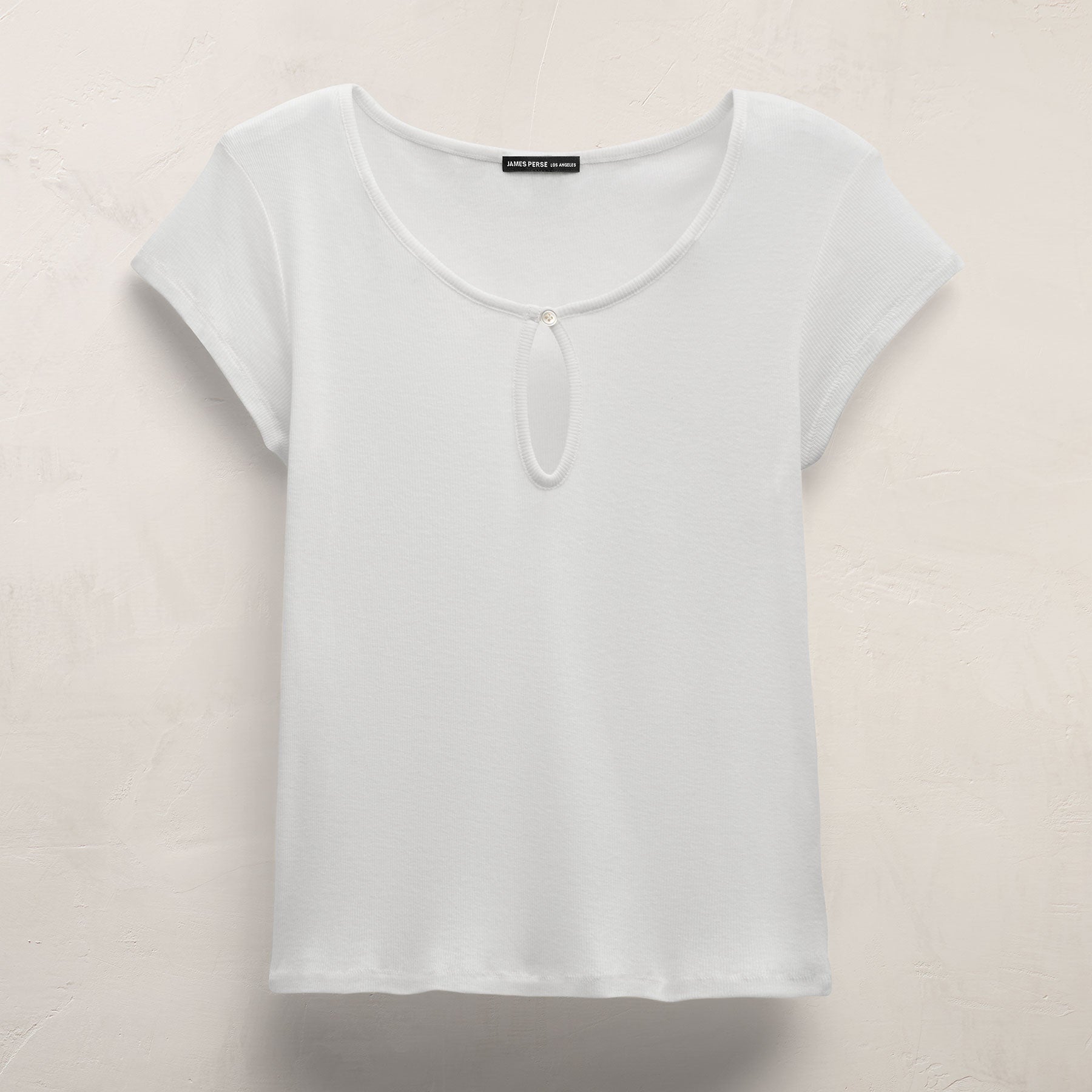 Cotton Cashmere Keyhole Tee - White