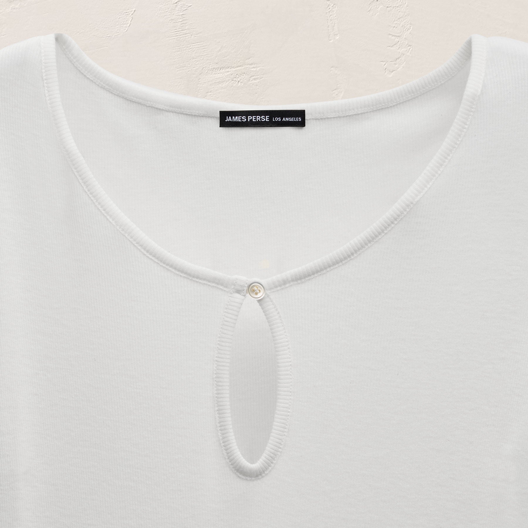 Cotton Cashmere Keyhole Tee - White