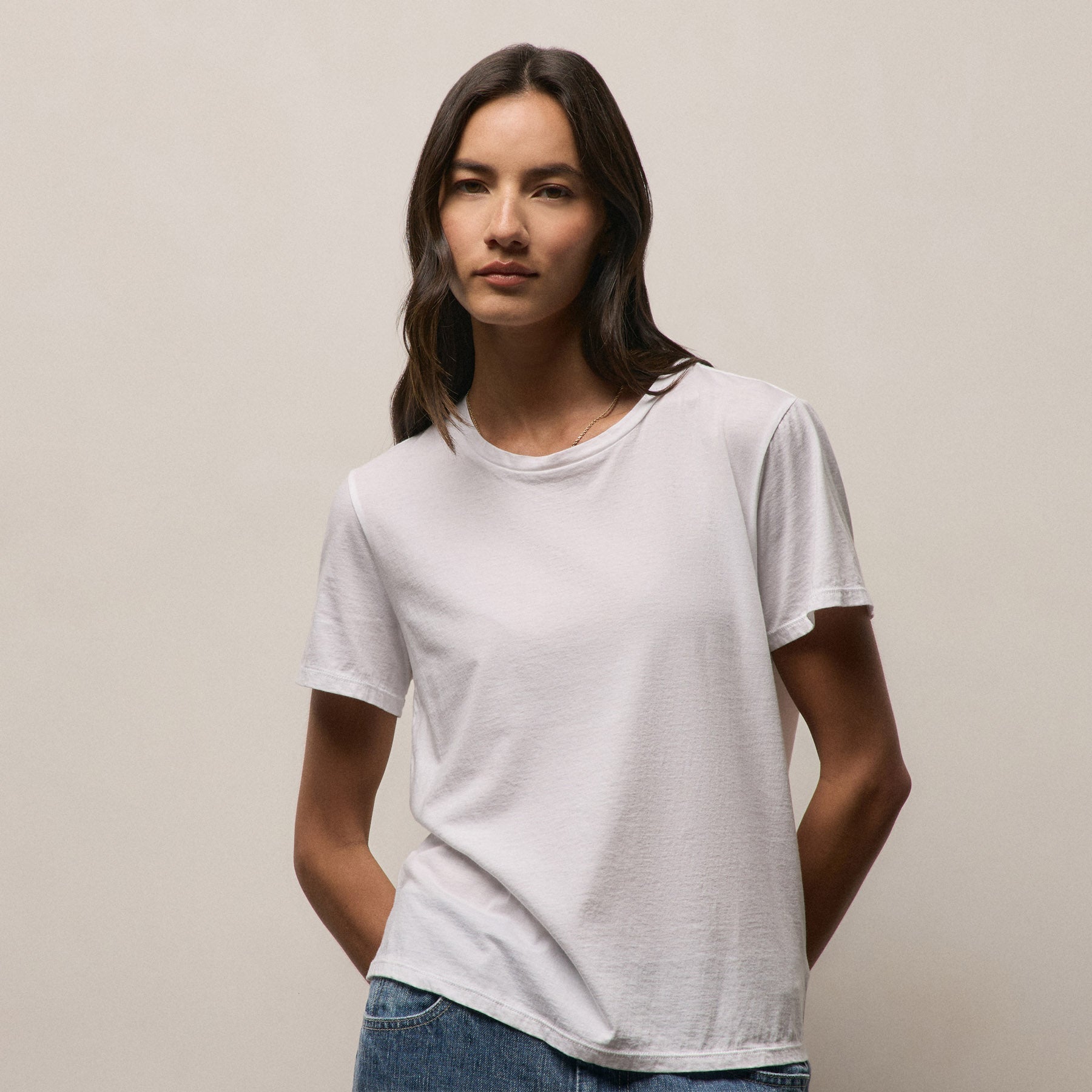 Luxe Lotus Jersey Crew - White