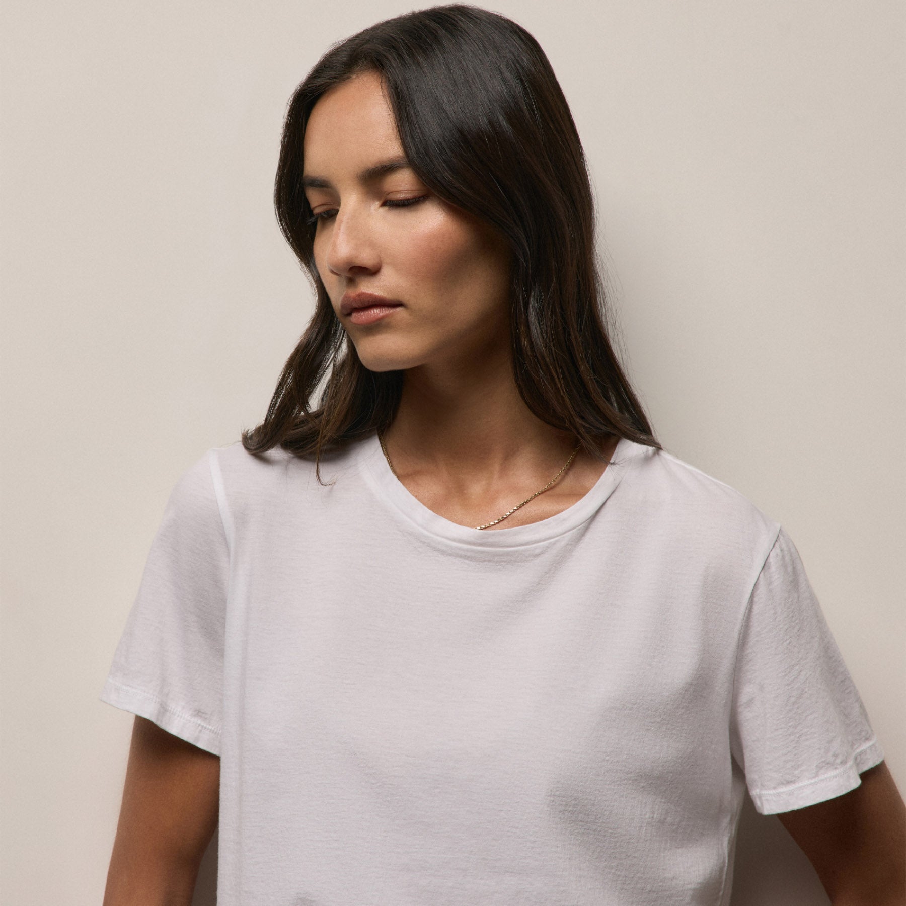 Luxe Lotus Jersey Crew - White