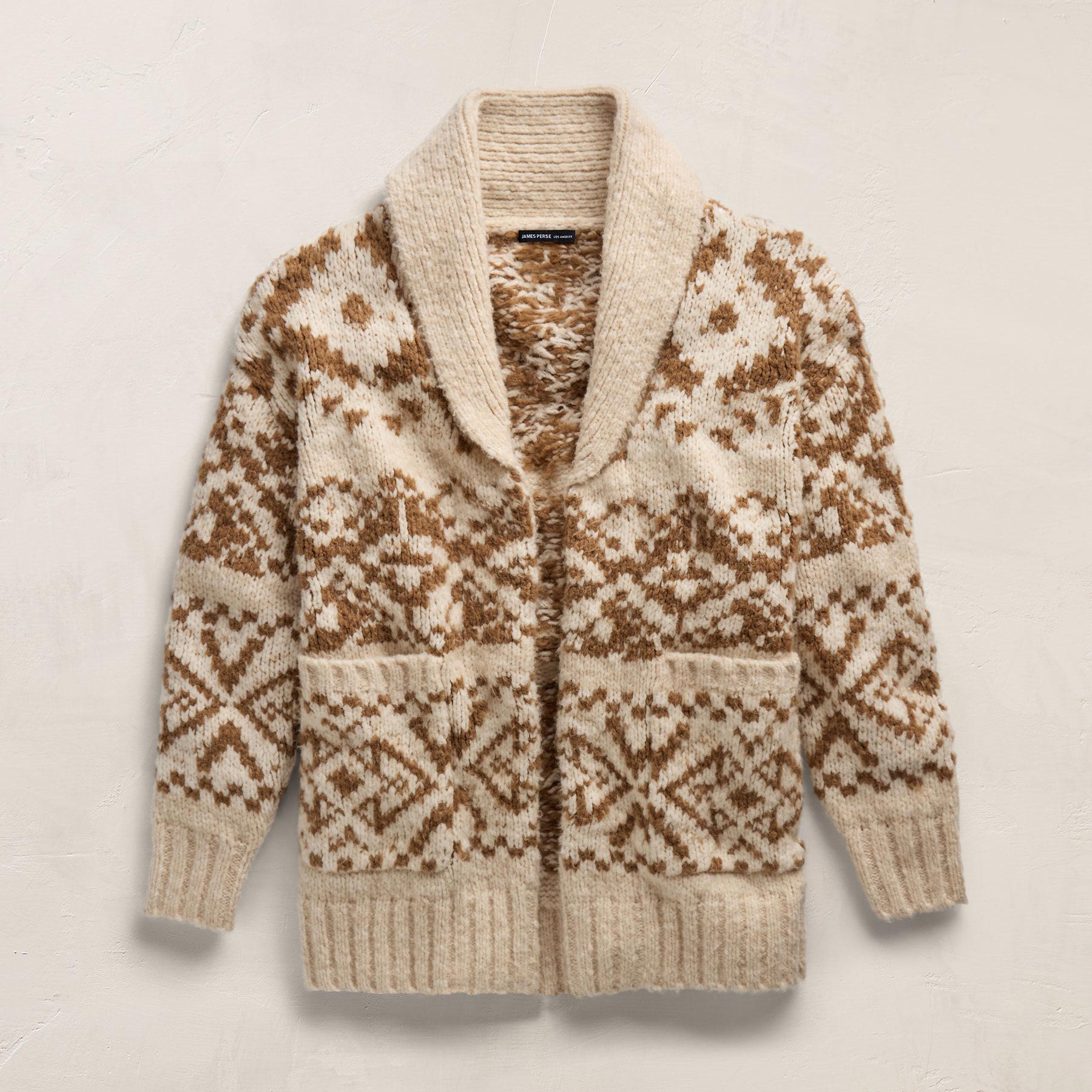 Chalet Intarsia Cardigan - Ivory/Whiskey