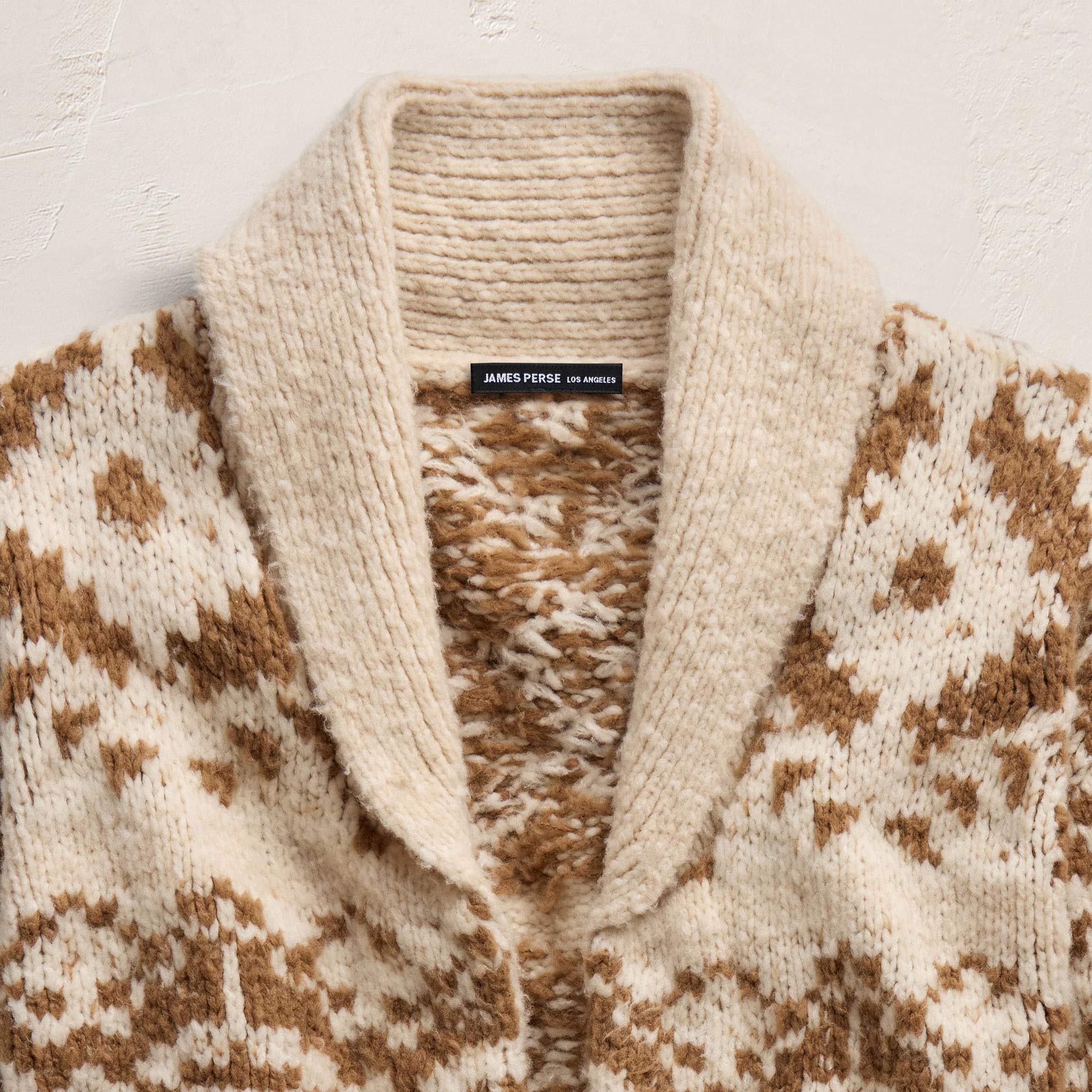 Chalet Intarsia Cardigan - Ivory/Whiskey