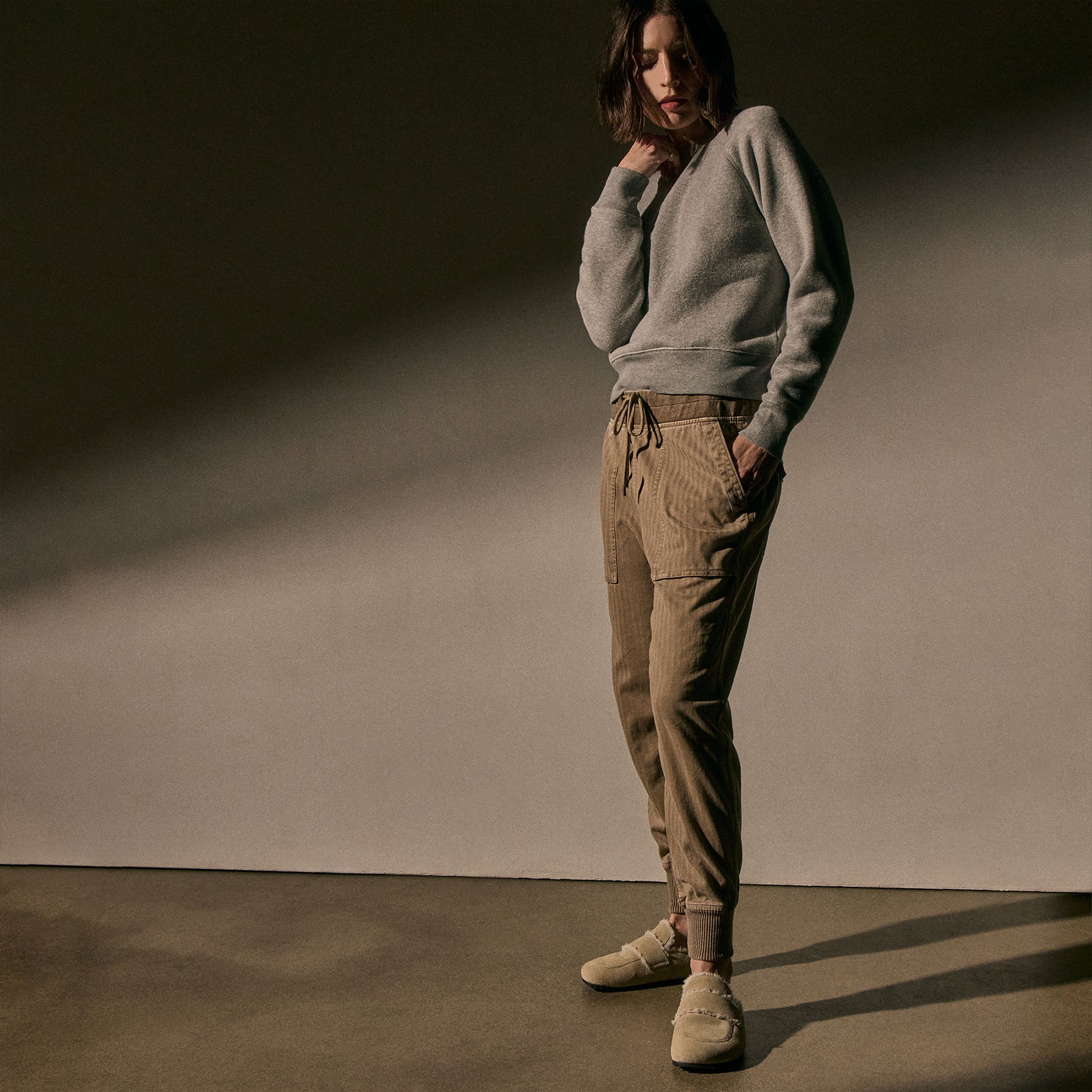 Women's Suede Shearling Loafer - Sand/Ivory