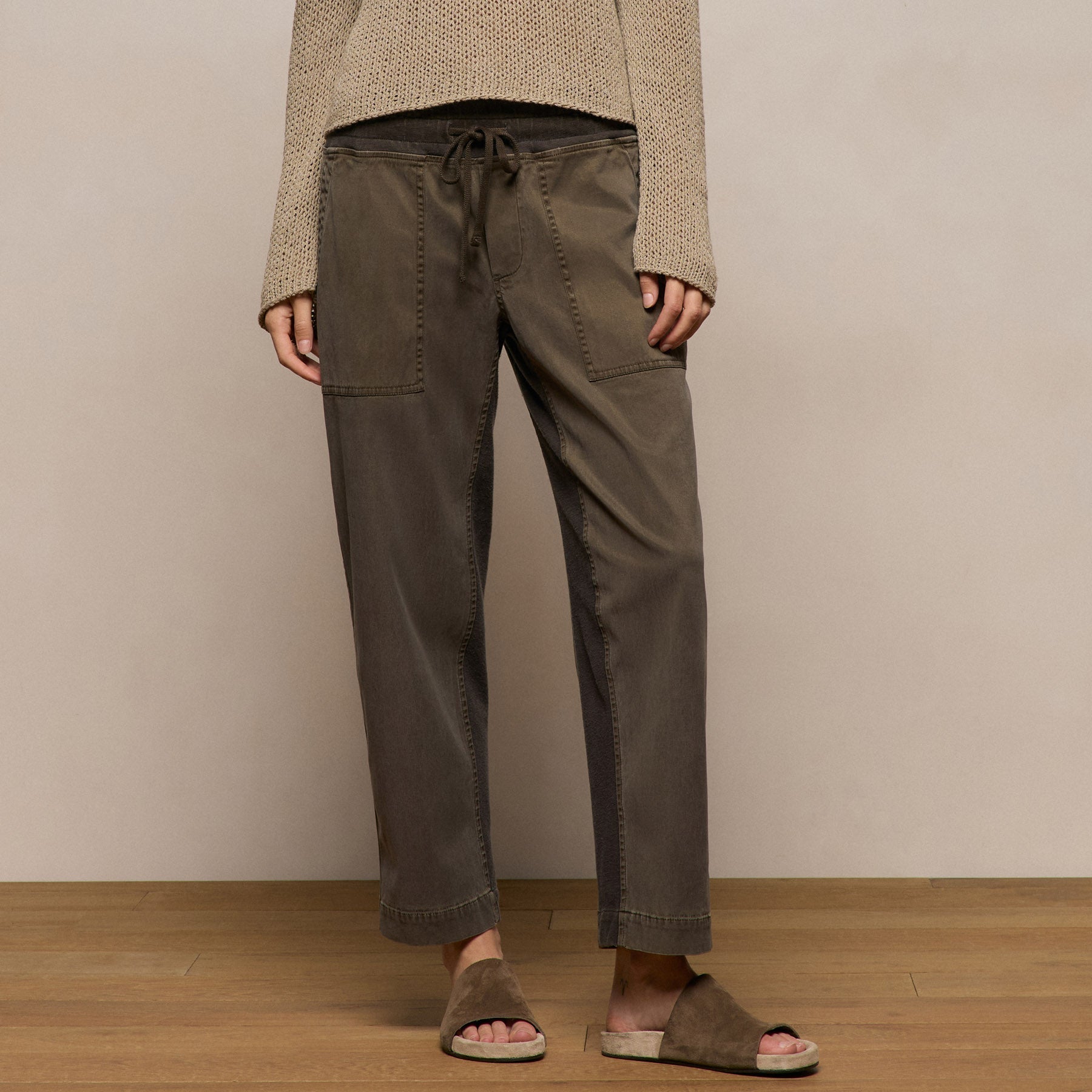 Mixed Media Straight Pant - Army Green Pigment