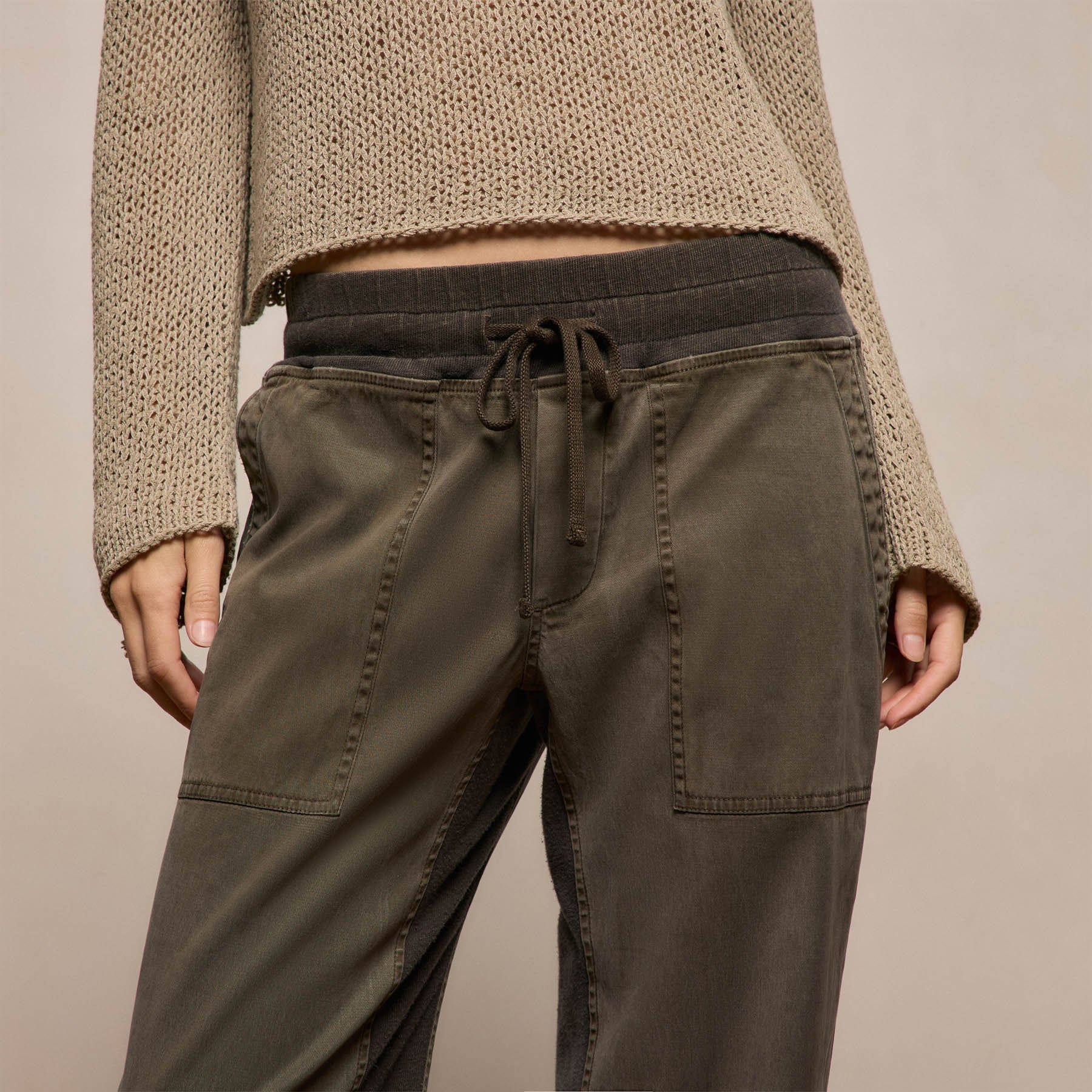 Mixed Media Straight Pant - Army Green Pigment