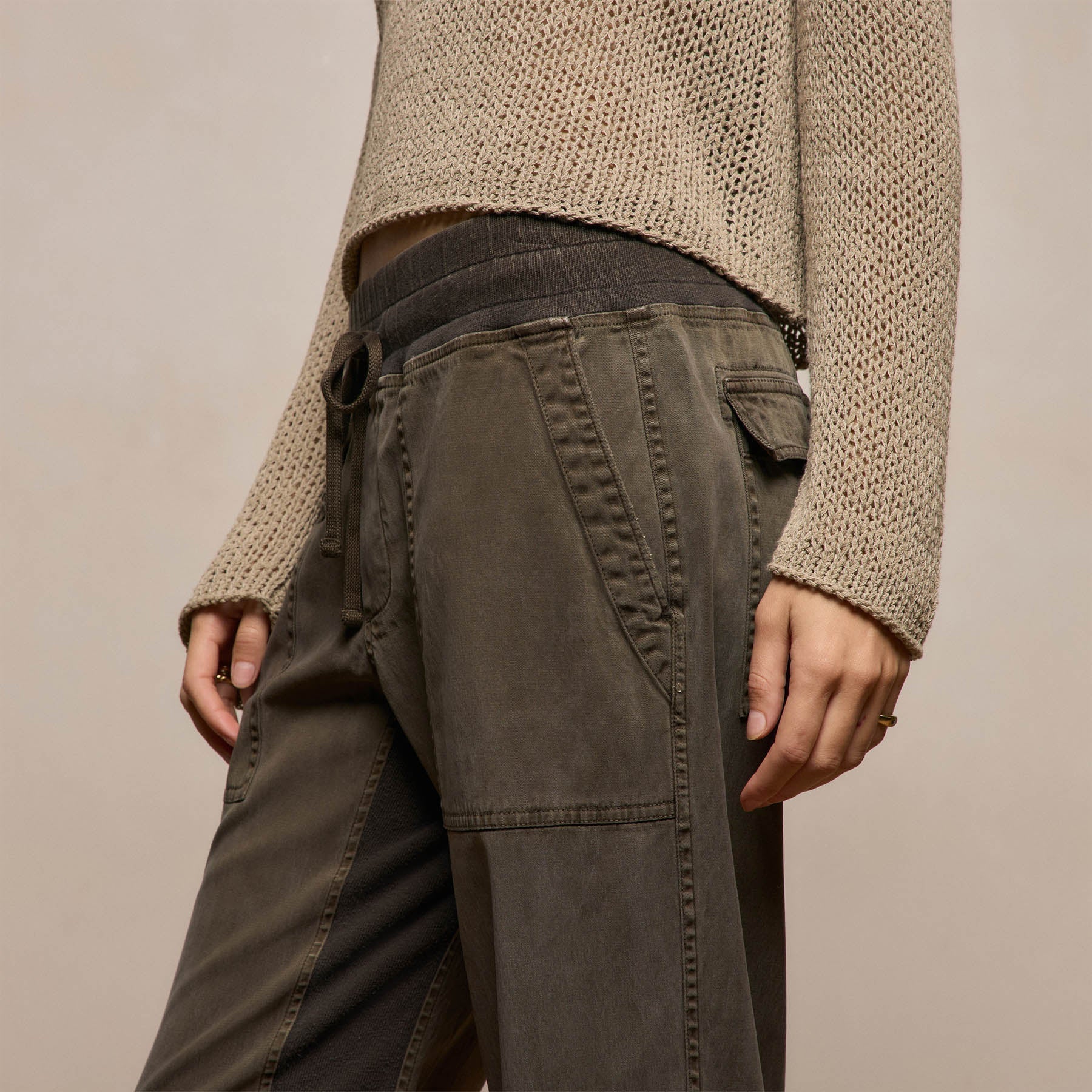 Mixed Media Straight Pant - Army Green Pigment