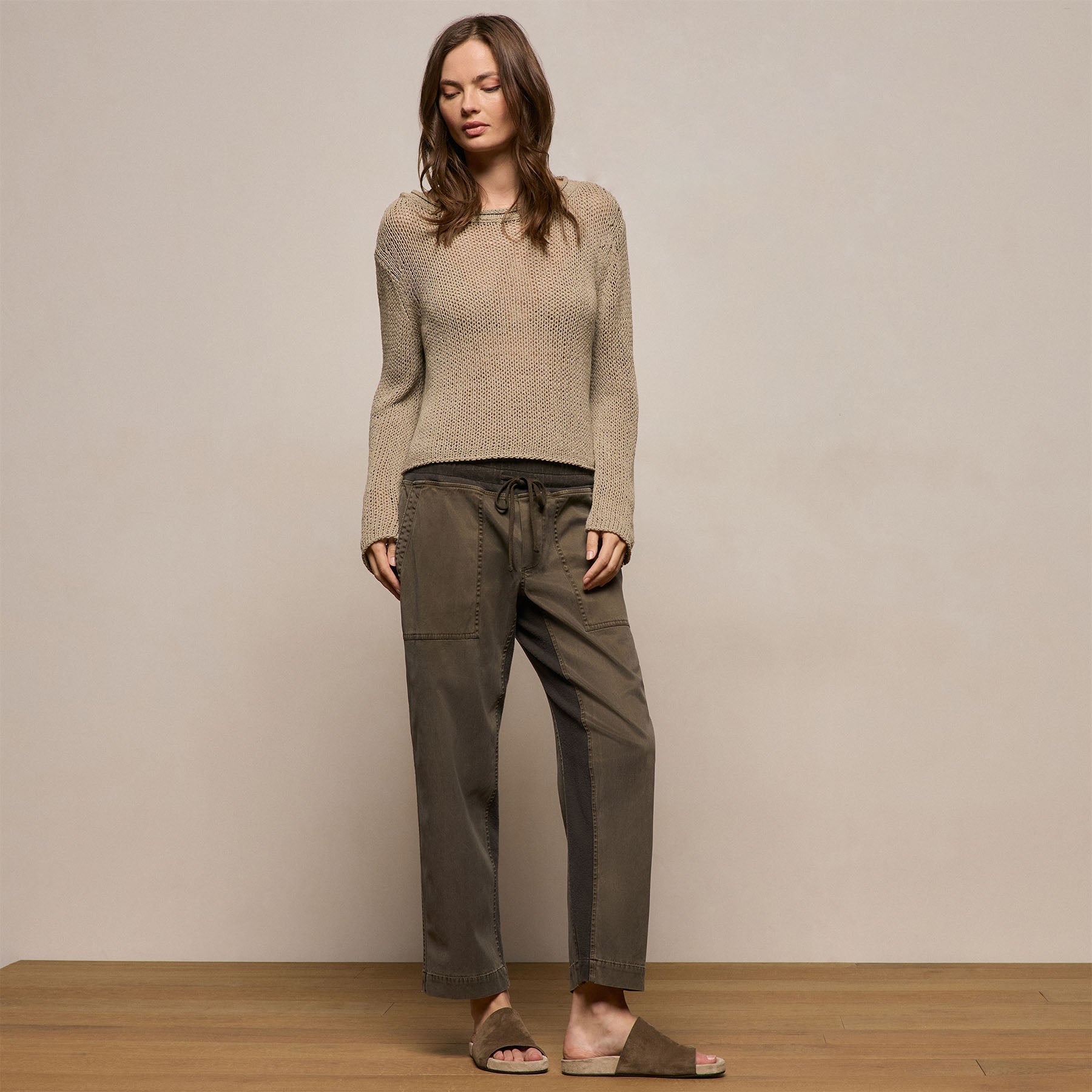Mixed Media Straight Pant - Army Green Pigment