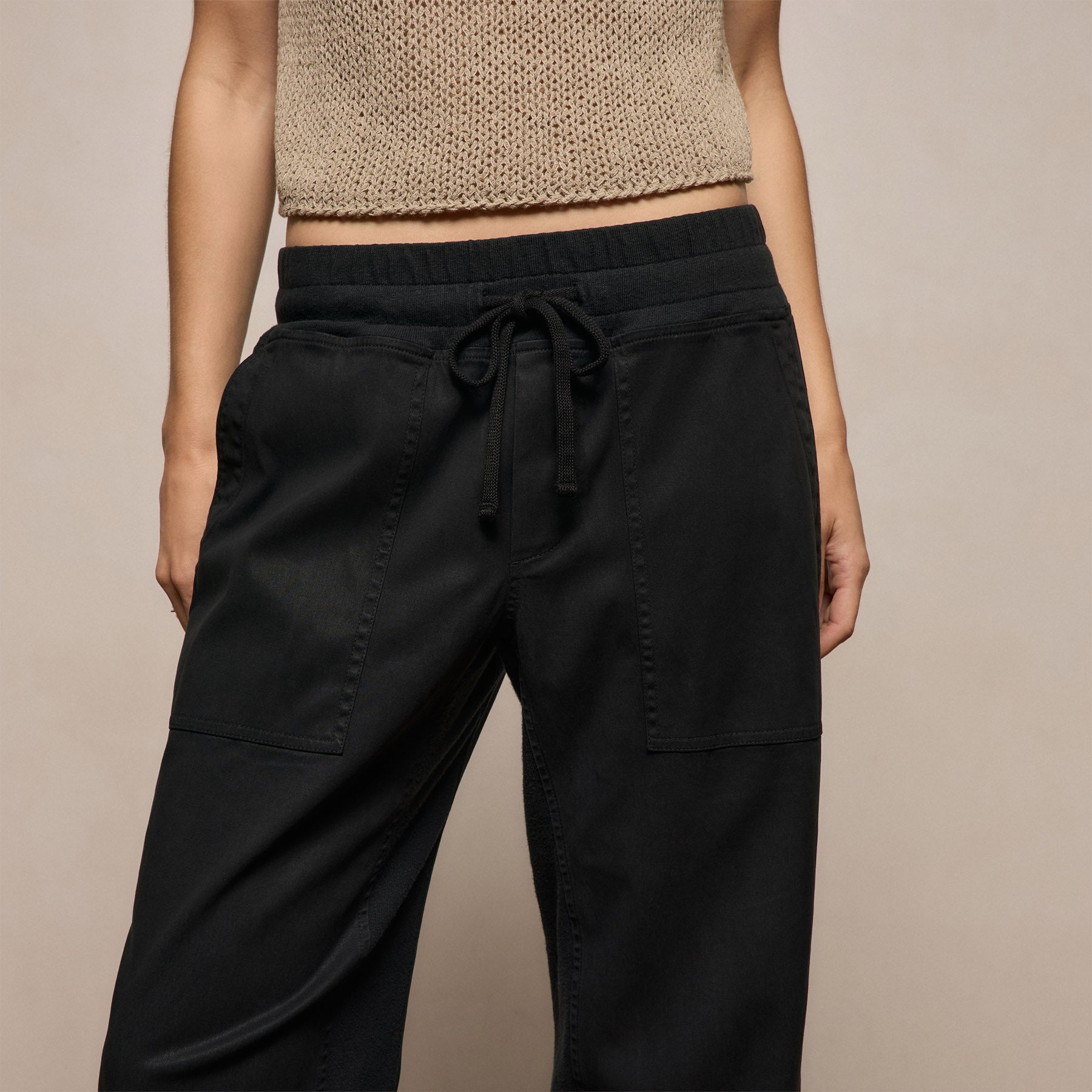 Mixed Media Straight Pant - Black