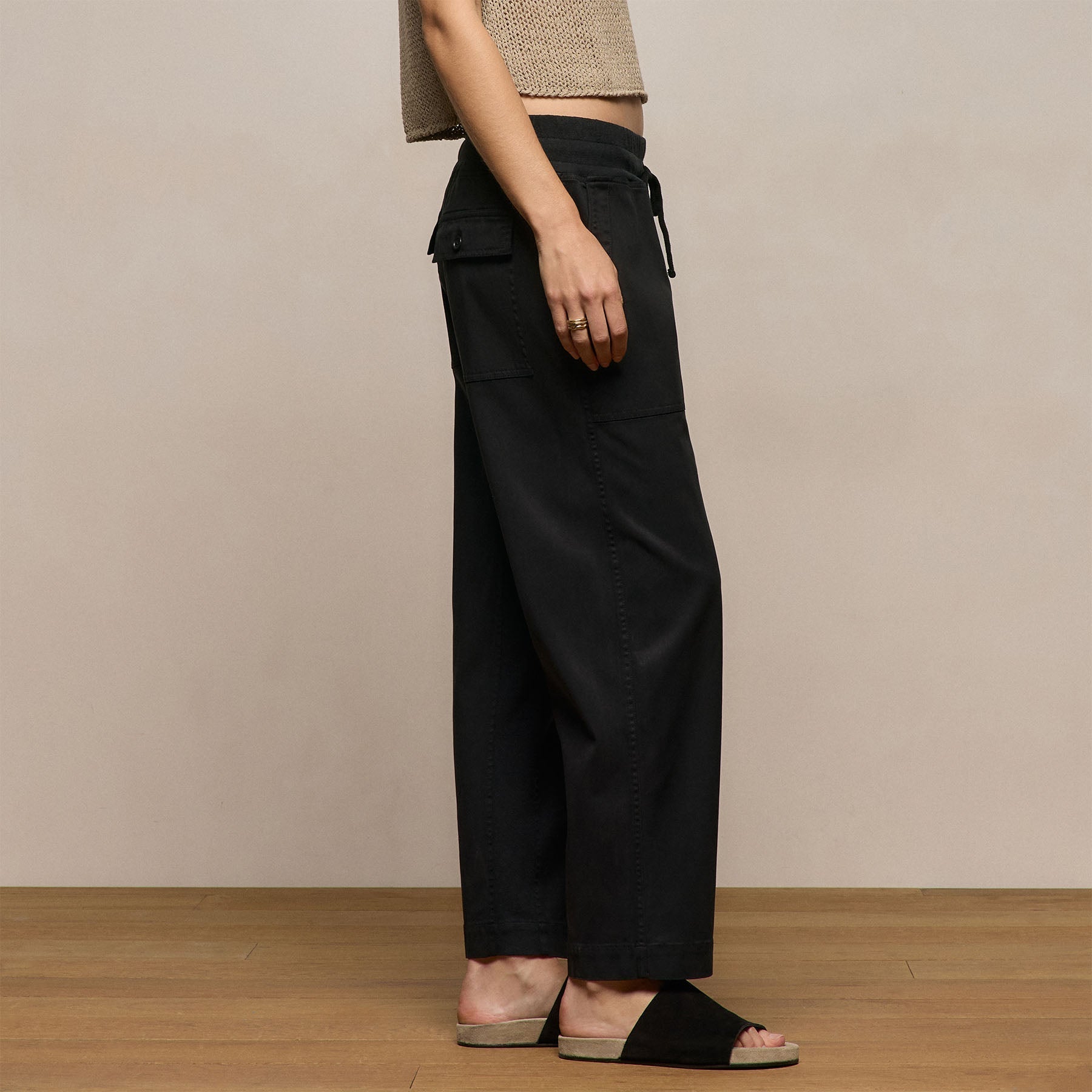 Mixed Media Straight Pant - Black