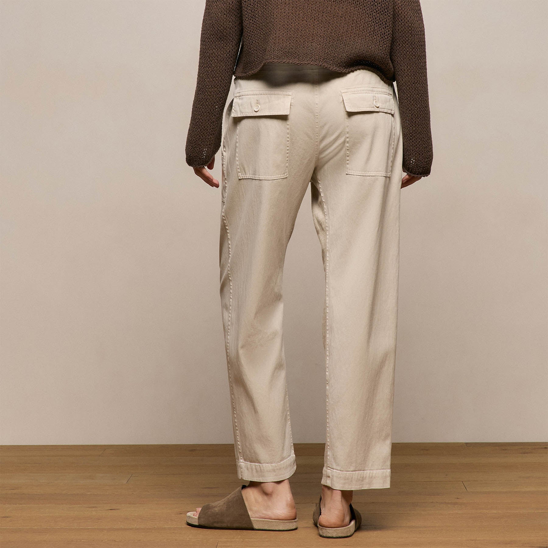Mixed Media Straight Pant - Talc