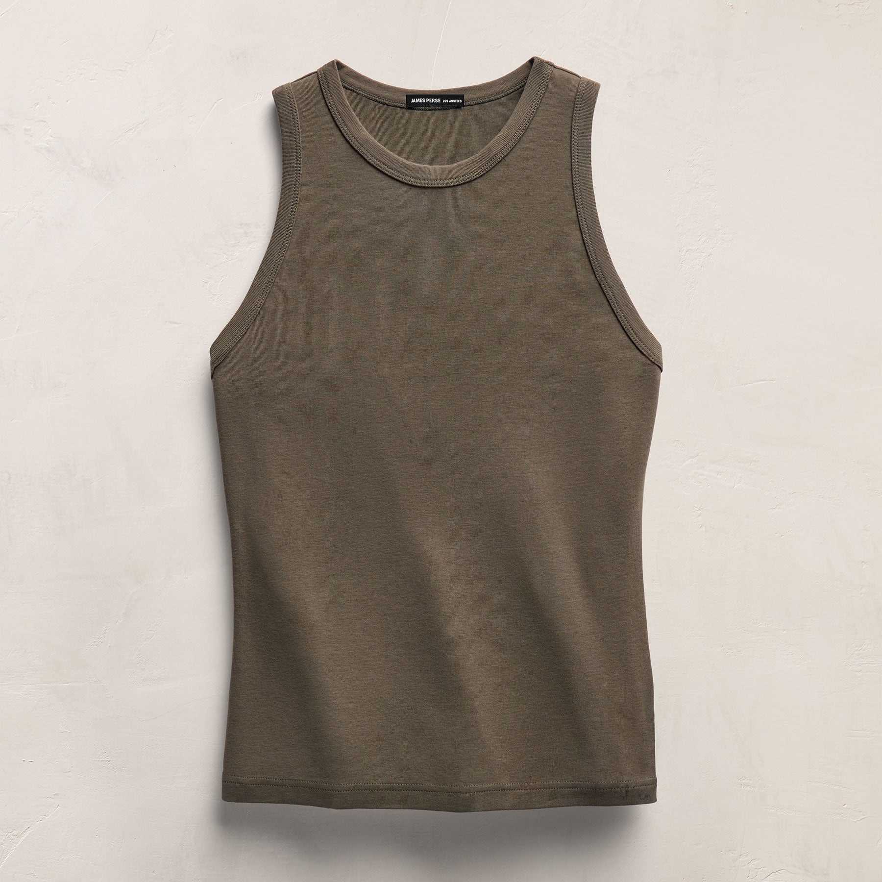 Compact Cotton High Neck Tank - Army Green