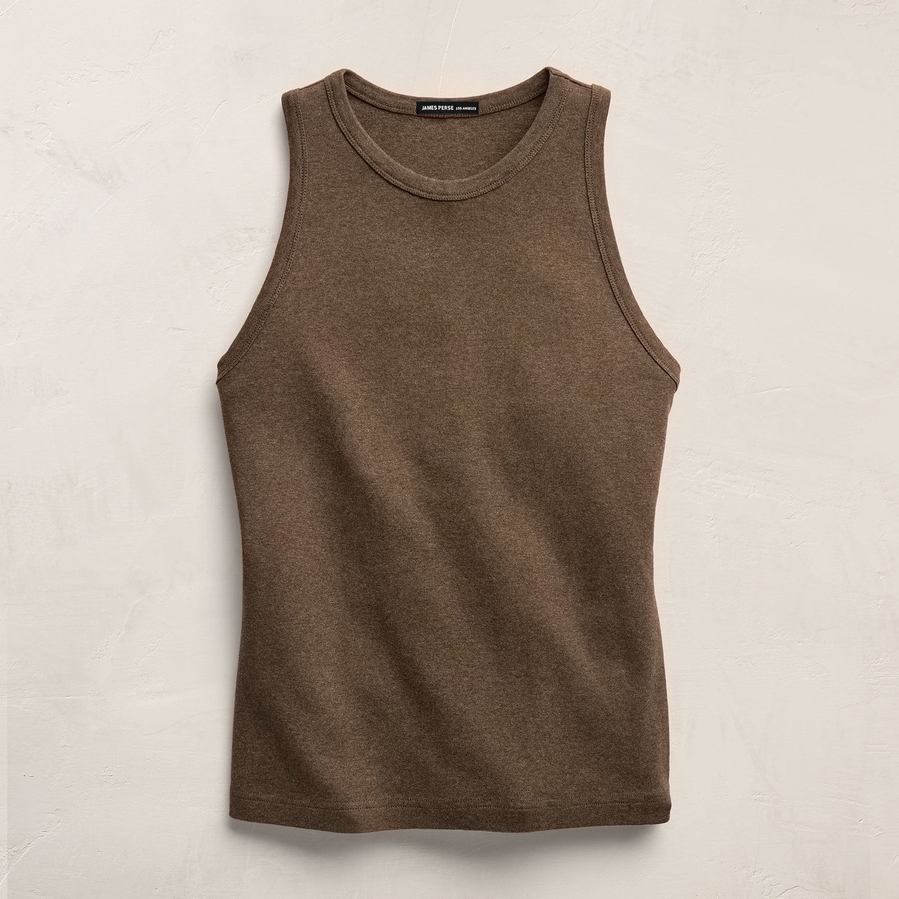 Compact Cotton High Neck Tank - Brown Melange