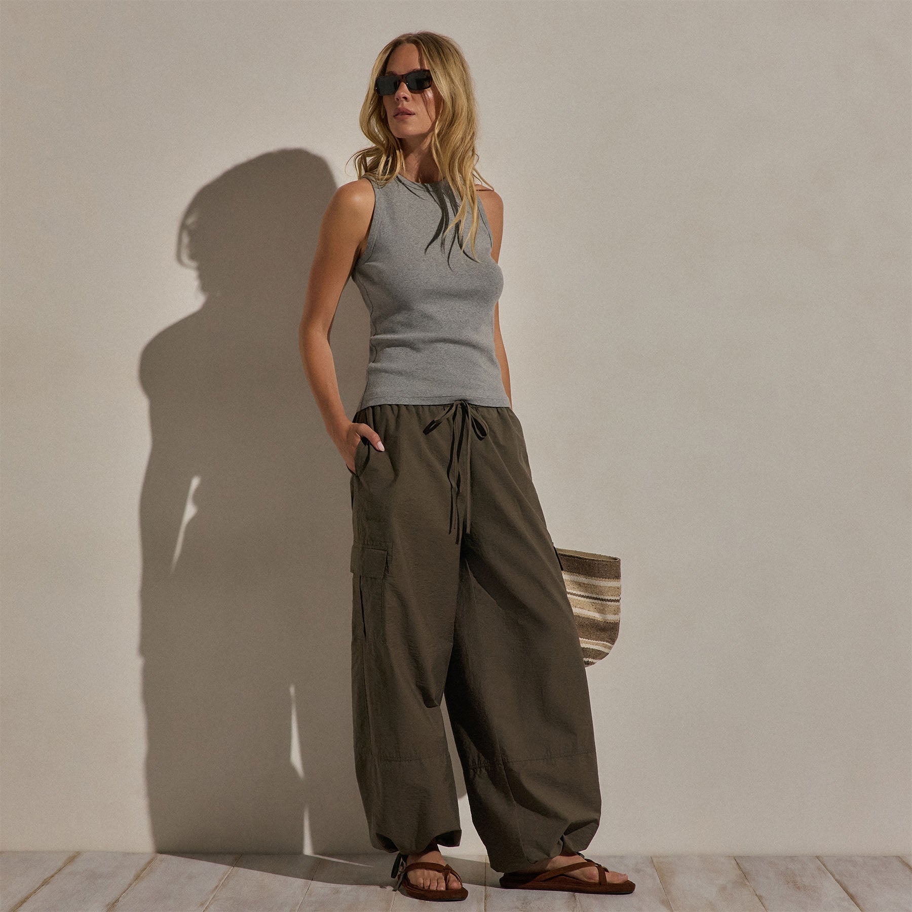 Compact Cotton High Neck Tank - Heather Grey