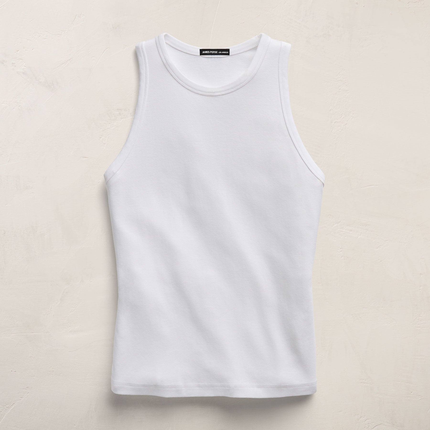 Compact Cotton High Neck Tank - White