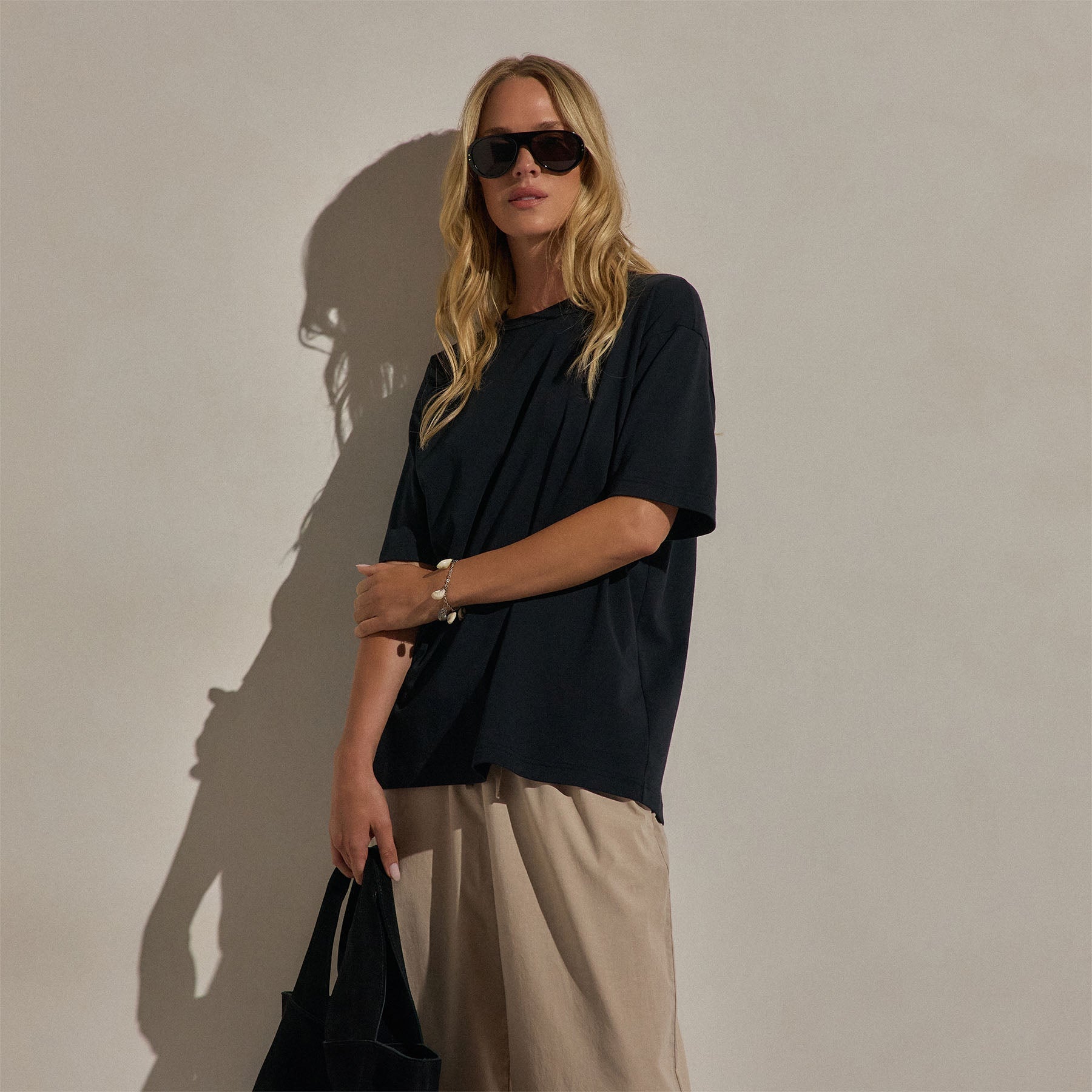 Cotton Jersey Oversized Tee - Black