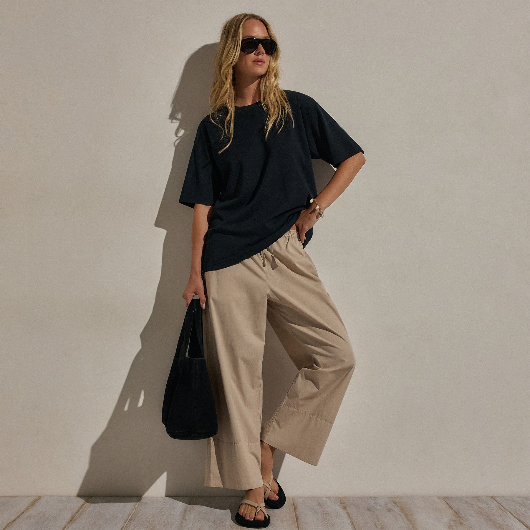 Cotton Jersey Oversized Tee - Black