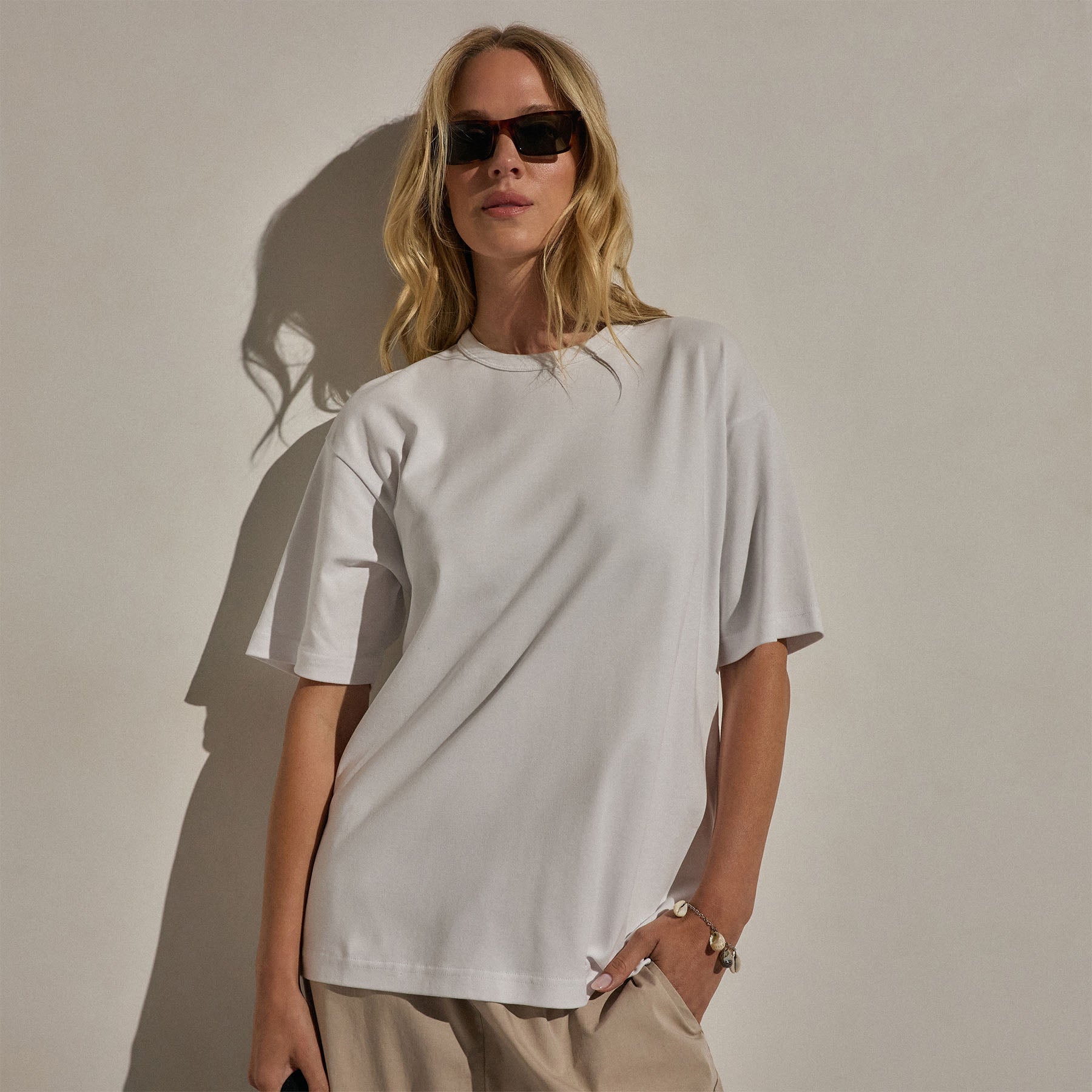 Cotton Jersey Oversized Tee - White