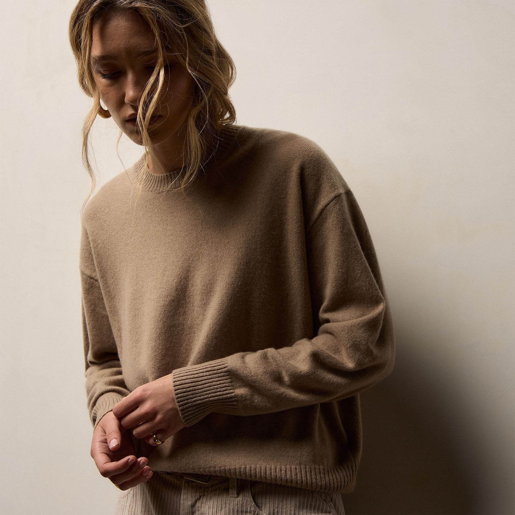 Spun Cashmere Crew Sweater - Coffee