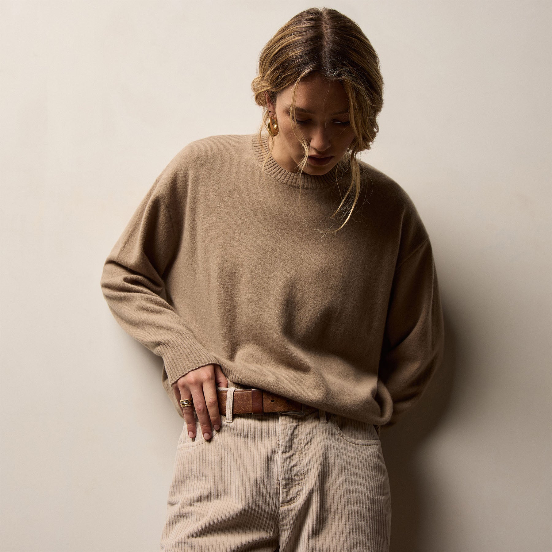 Spun Cashmere Crew Sweater - Coffee