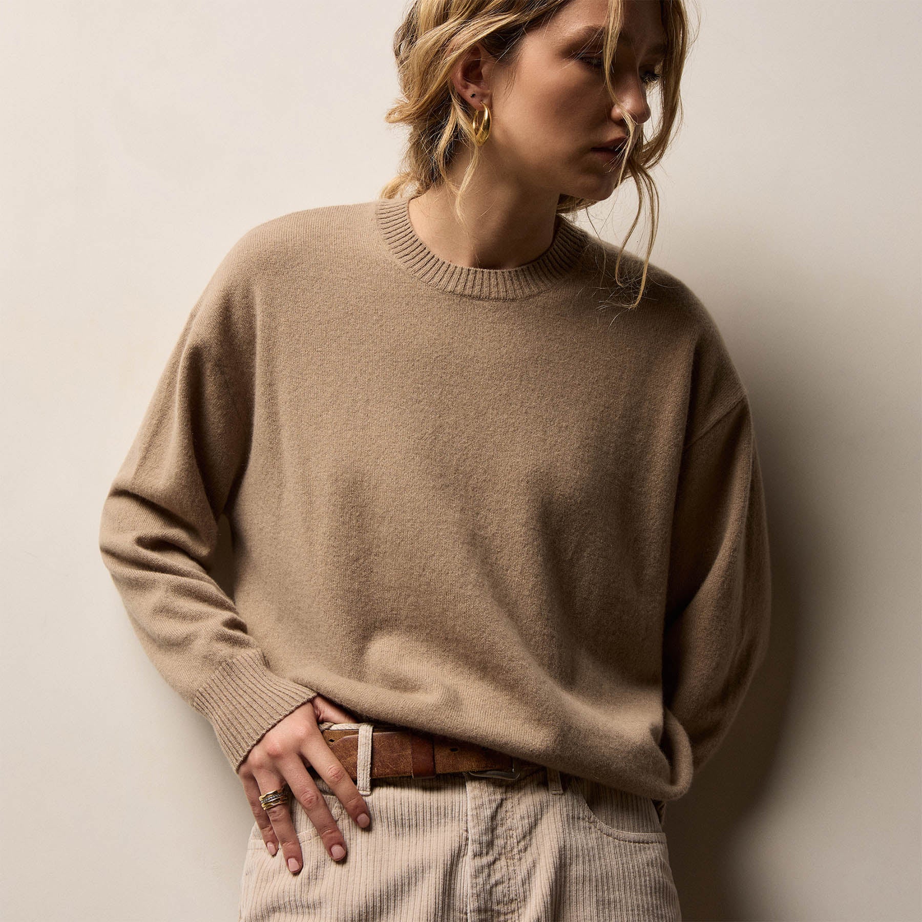 Spun Cashmere Crew Sweater - Coffee