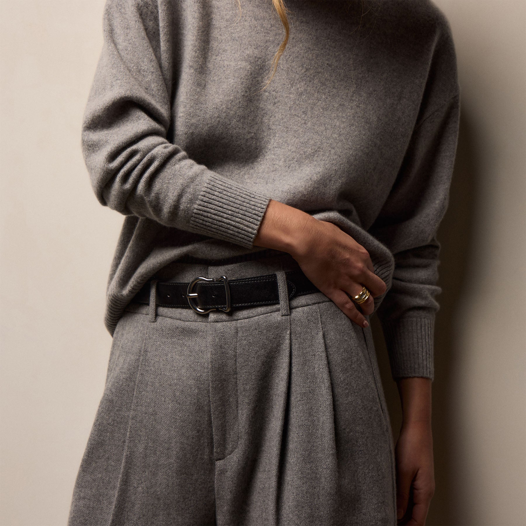 Spun Cashmere Crew Sweater - Heather Grey