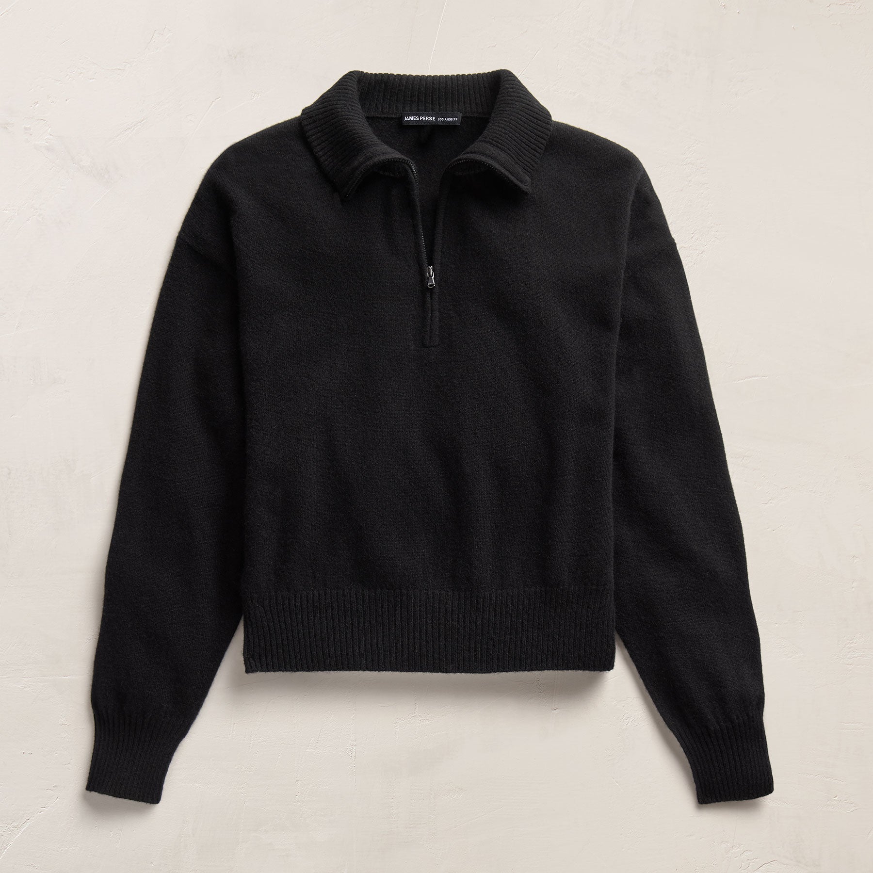 Italian Spun Cashmere Half Zip - Black/Anthracite