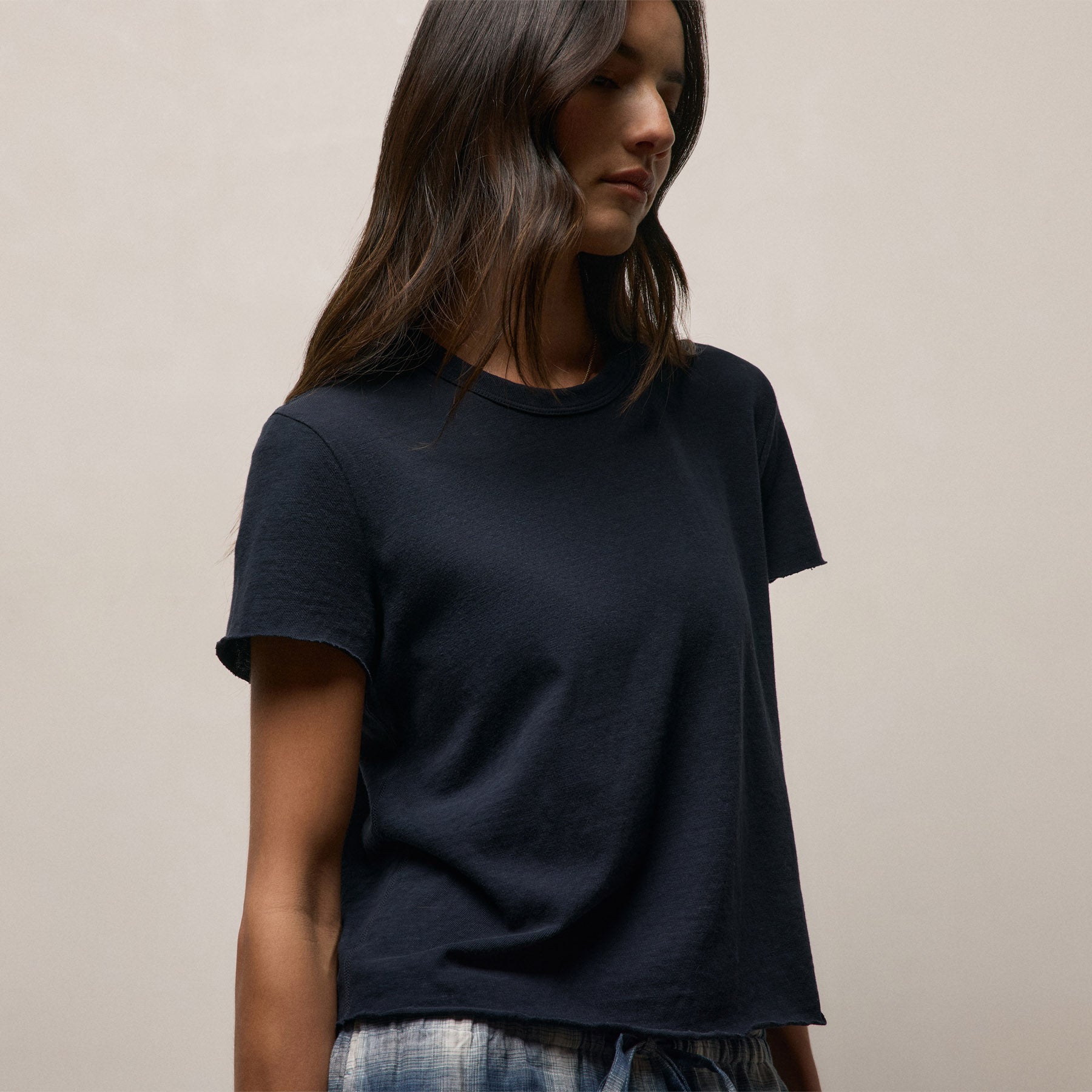 Slub Jersey Shrunken Tee - Classic Navy