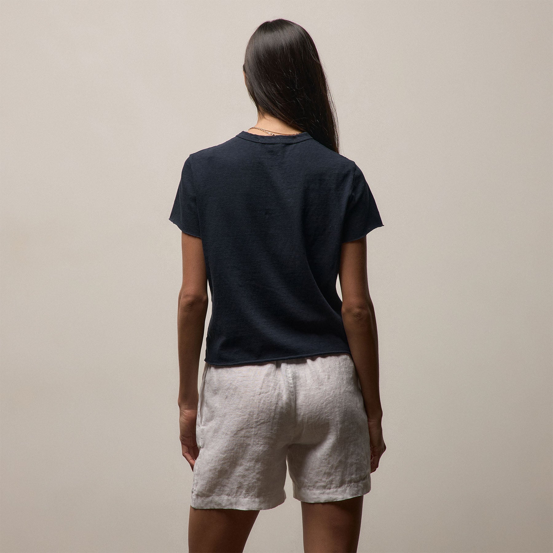 Slub Jersey Shrunken Tee - Classic Navy