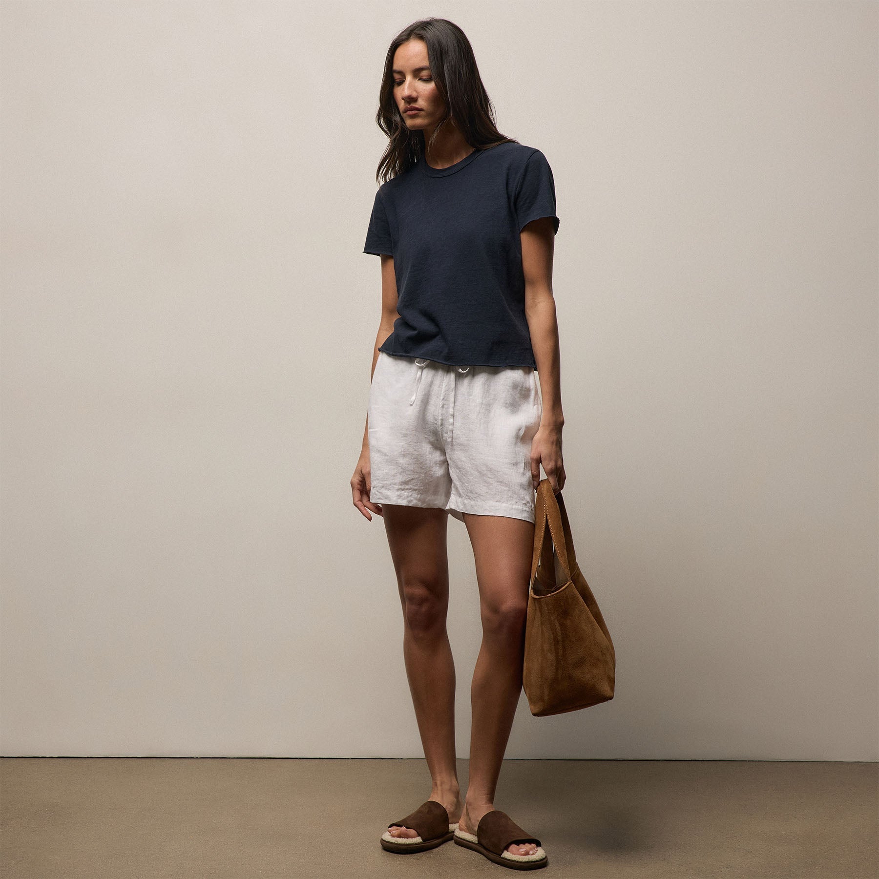 Slub Jersey Shrunken Tee - Classic Navy