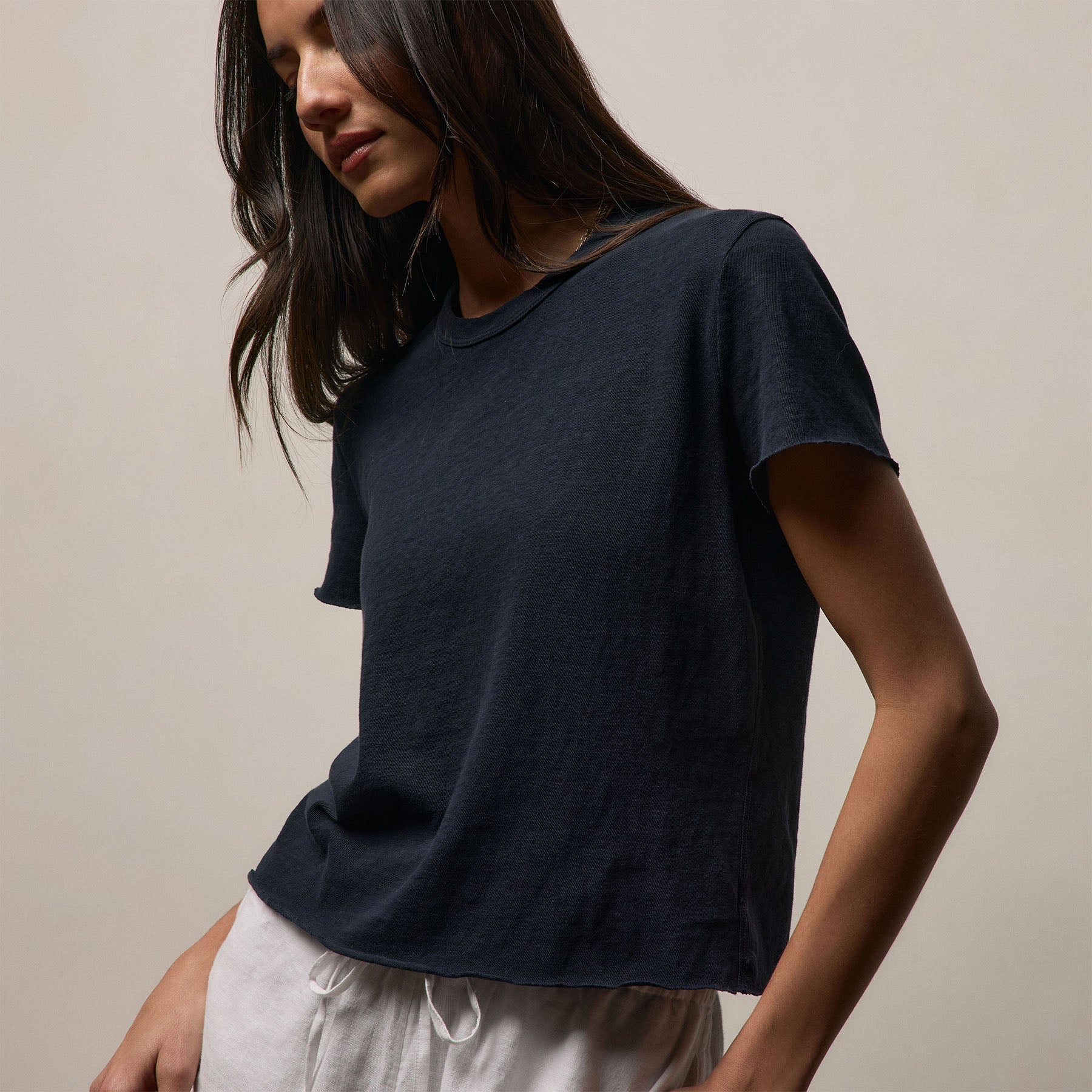 Slub Jersey Shrunken Tee - Classic Navy