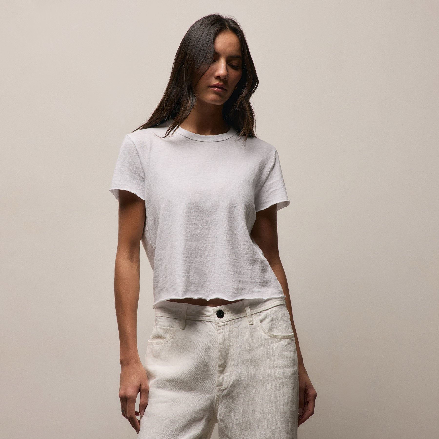 Slub Jersey Shrunken Tee - White