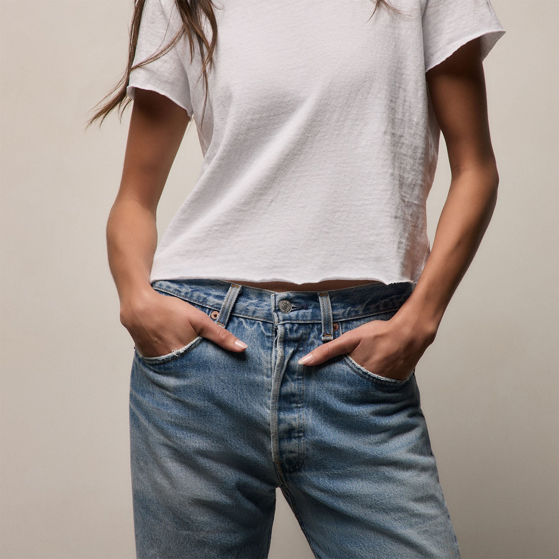 Slub Jersey Shrunken Tee - White