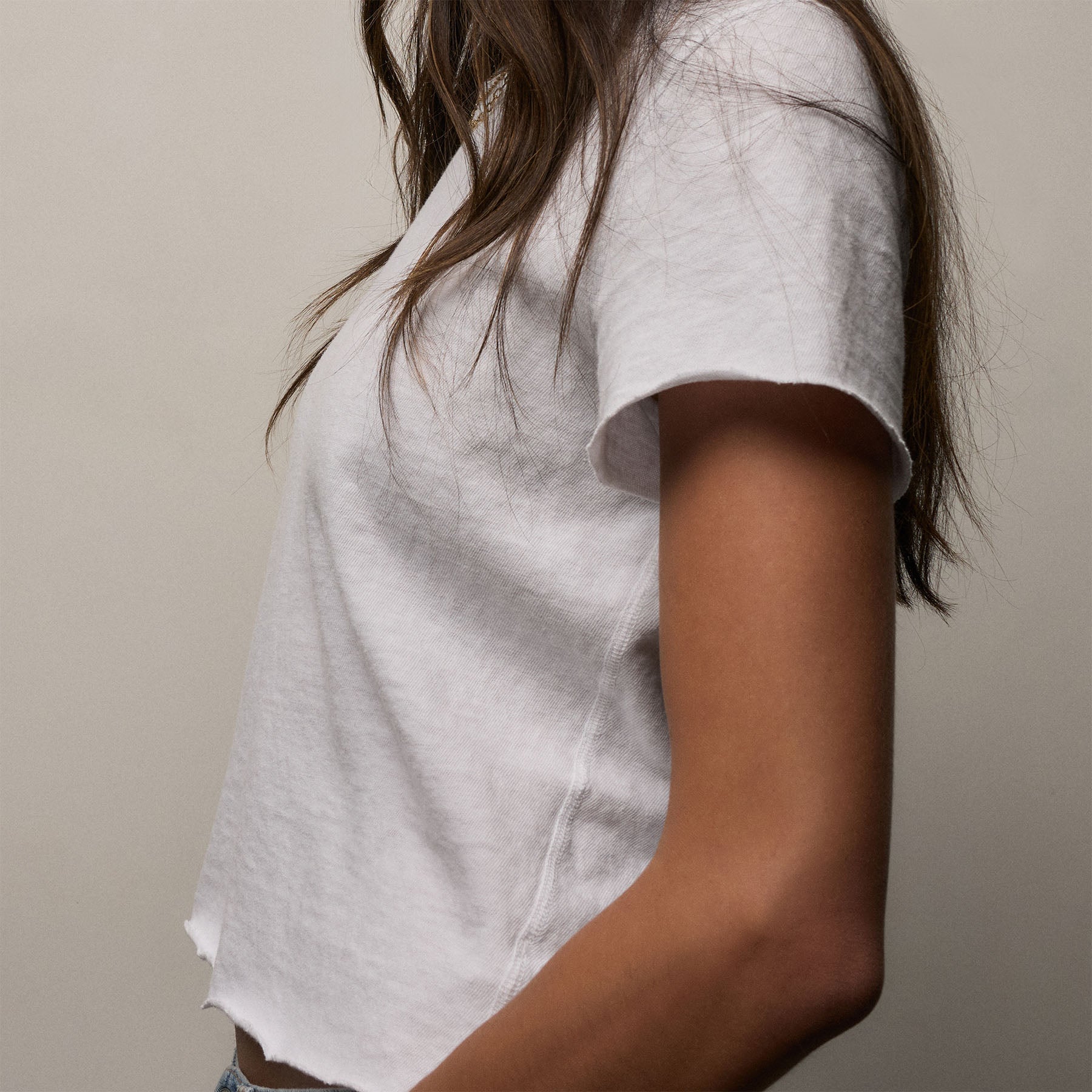 Slub Jersey Shrunken Tee - White