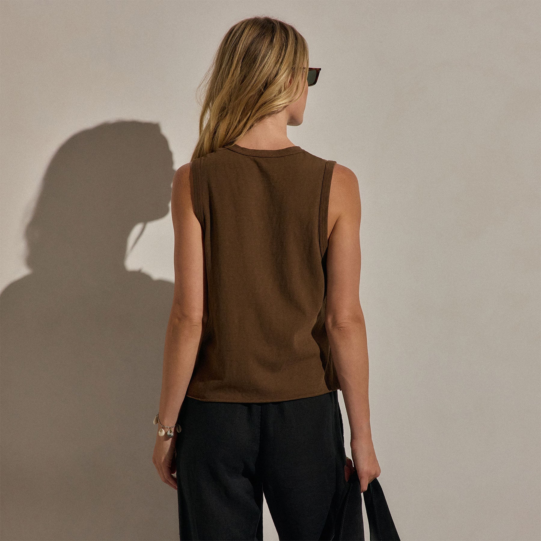Slub Jersey Henley Tank - Cocoa