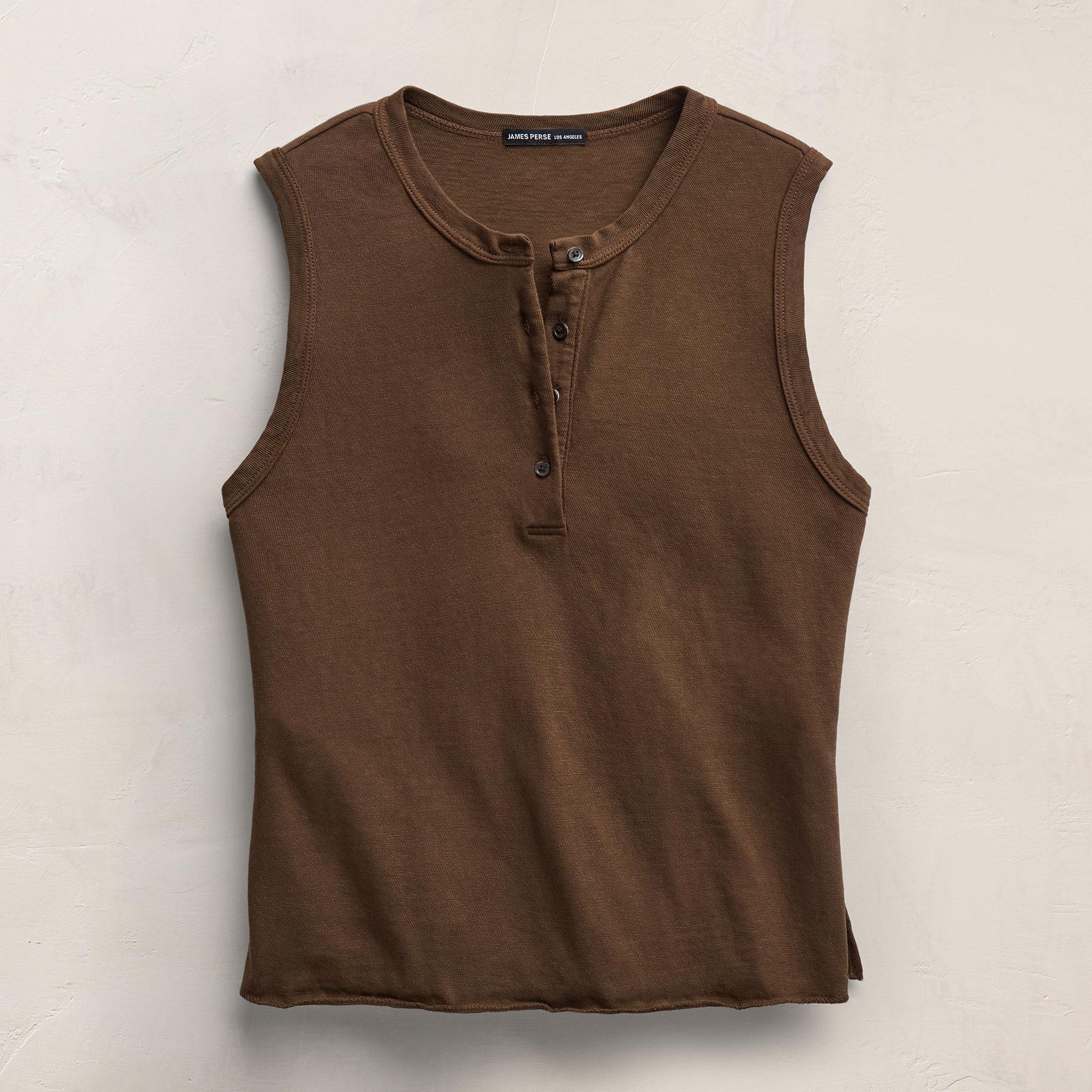 Slub Jersey Henley Tank - Cocoa