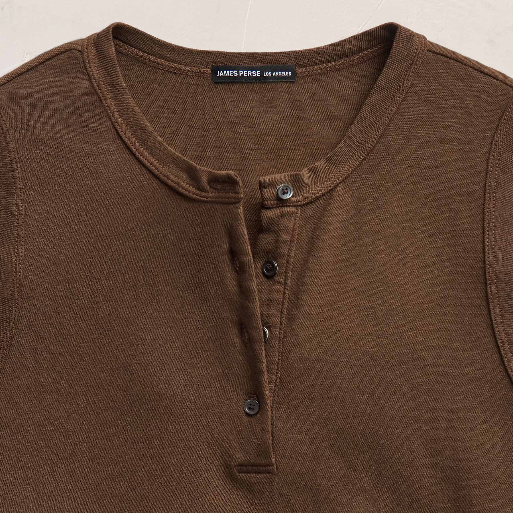 Slub Jersey Henley Tank - Cocoa