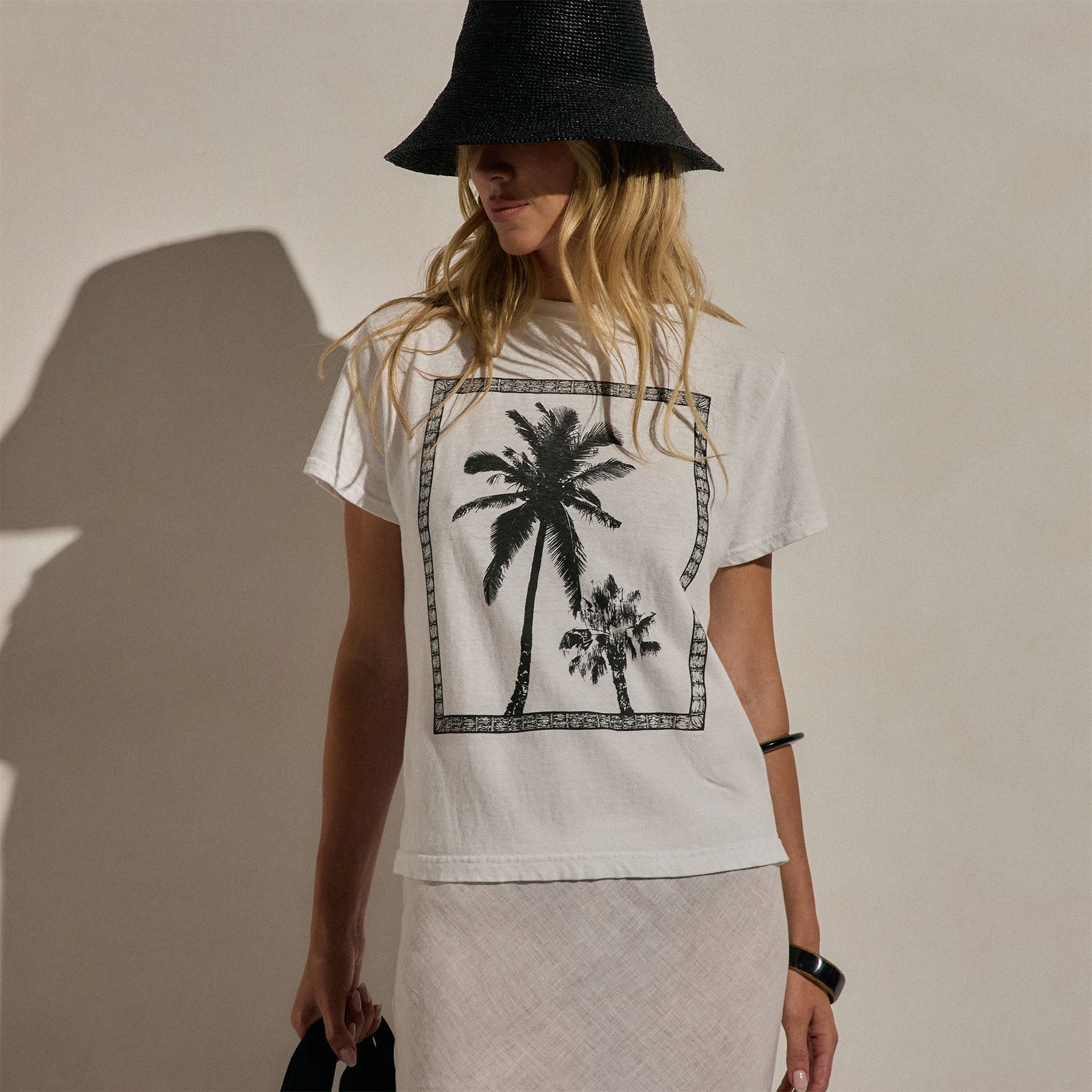Slub Jersey Relaxed Graphic Tee - White/Black