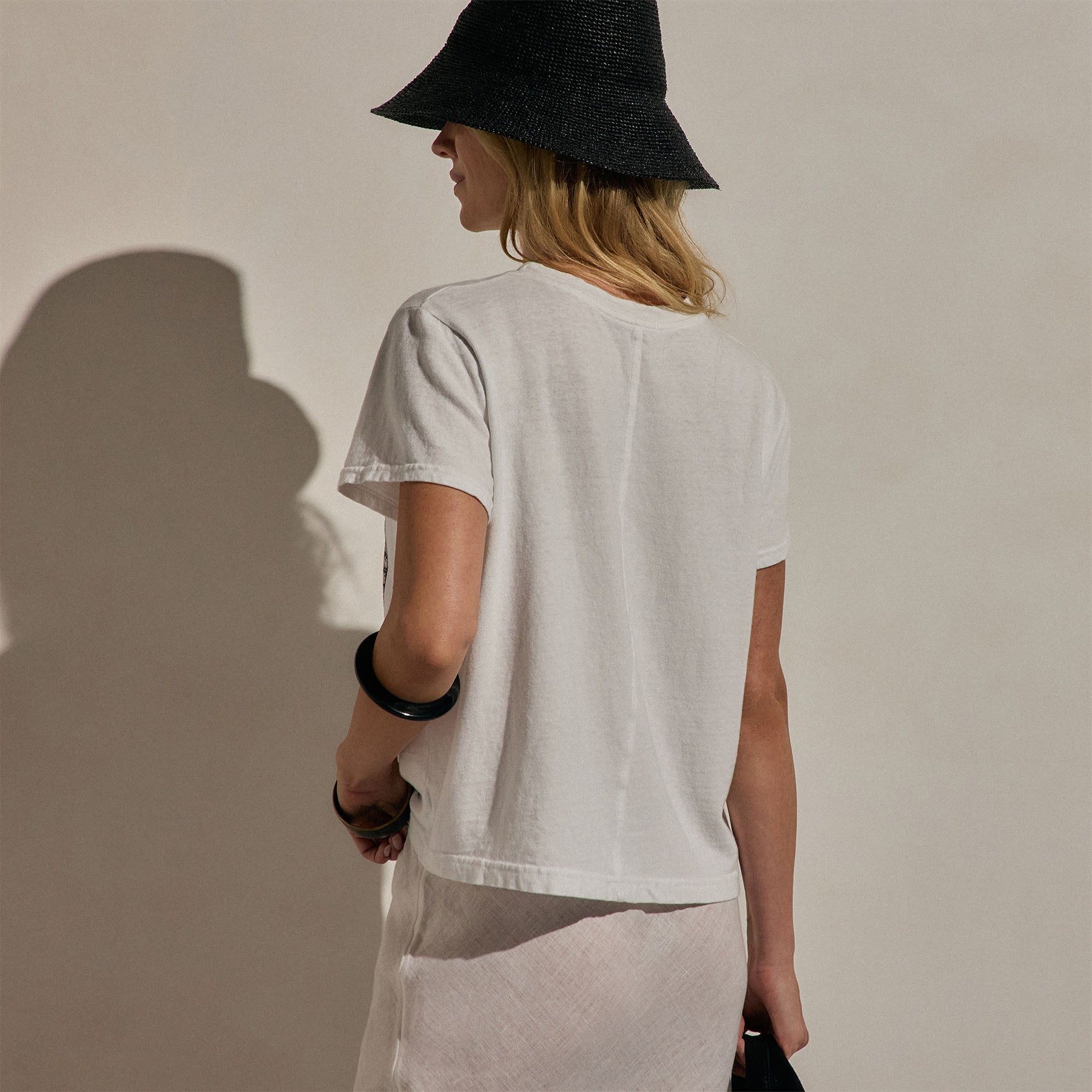 Slub Jersey Relaxed Graphic Tee - White/Black