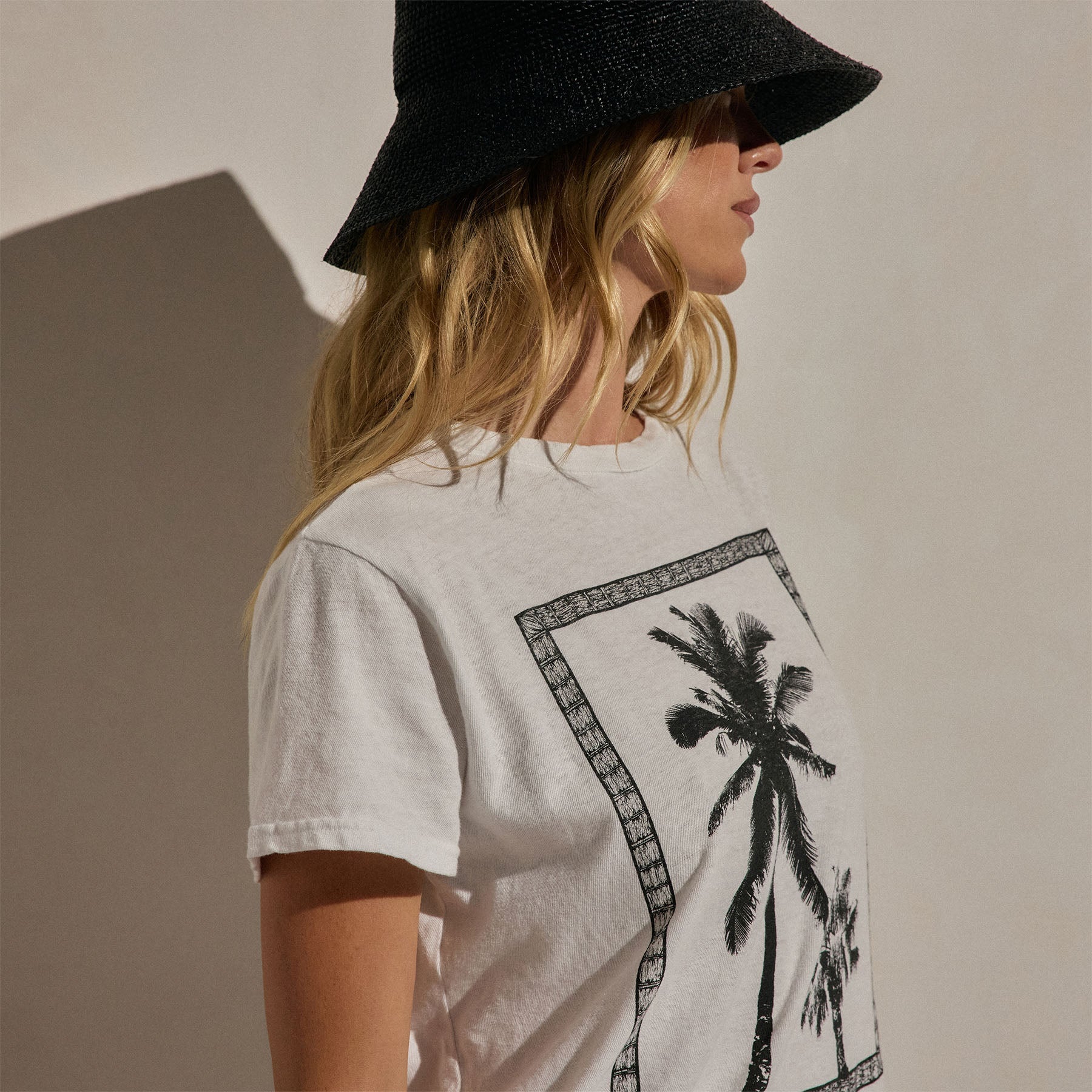 Slub Jersey Relaxed Graphic Tee - White/Black