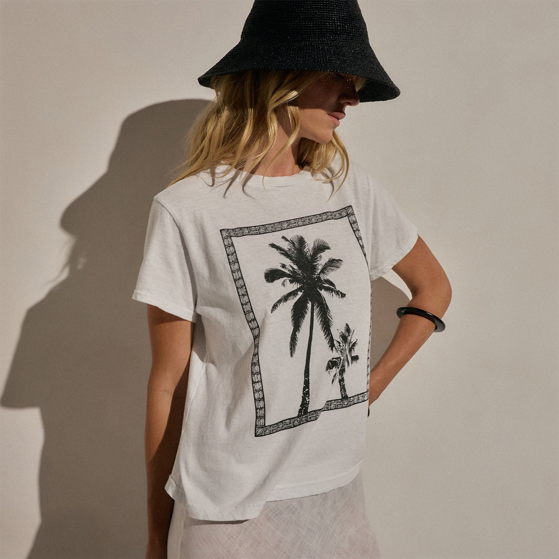 Slub Jersey Relaxed Graphic Tee - White/Black
