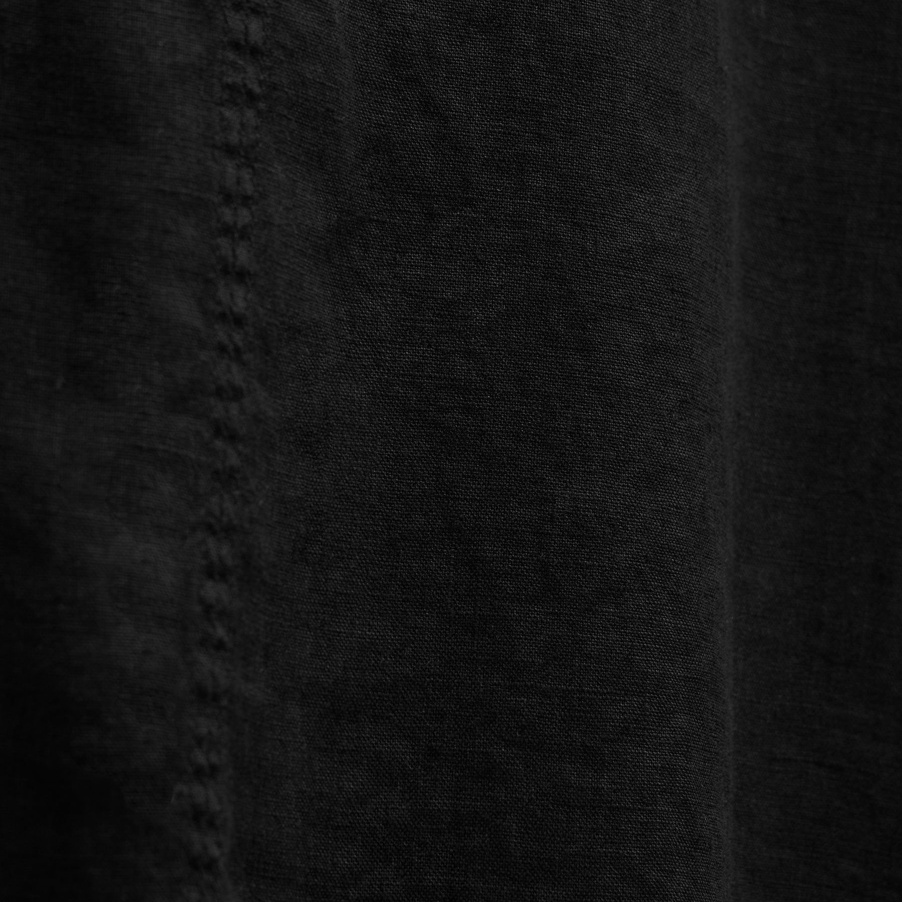 Linen Tie Front Tunic Top - Black