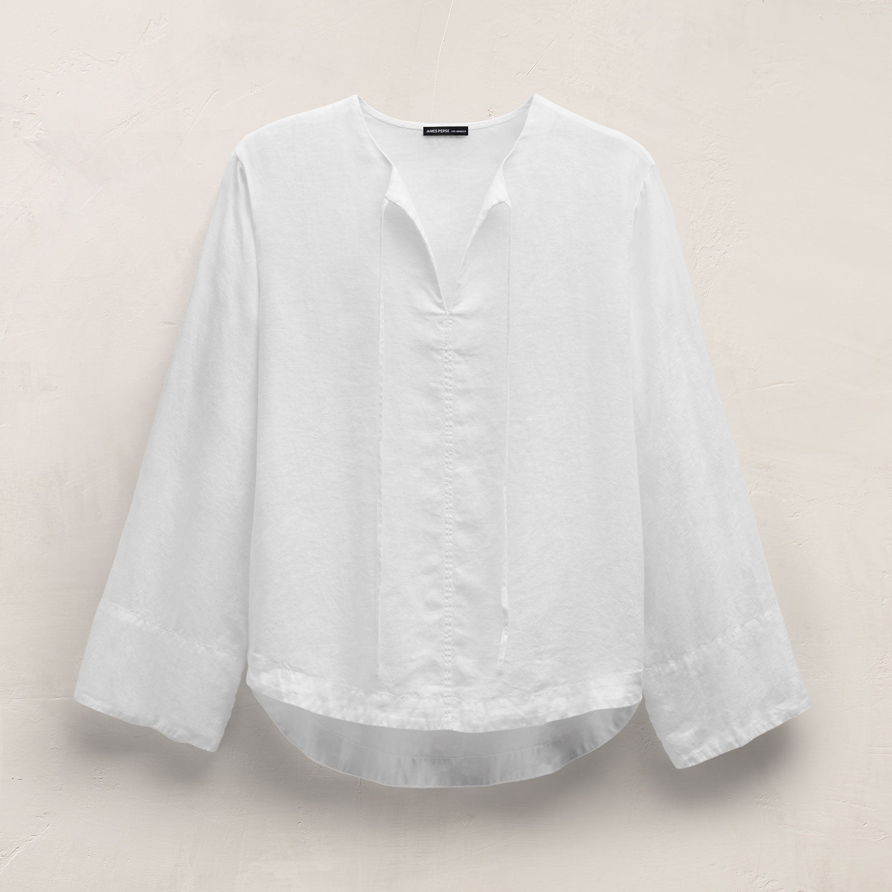 Linen Tie Front Tunic Top - White