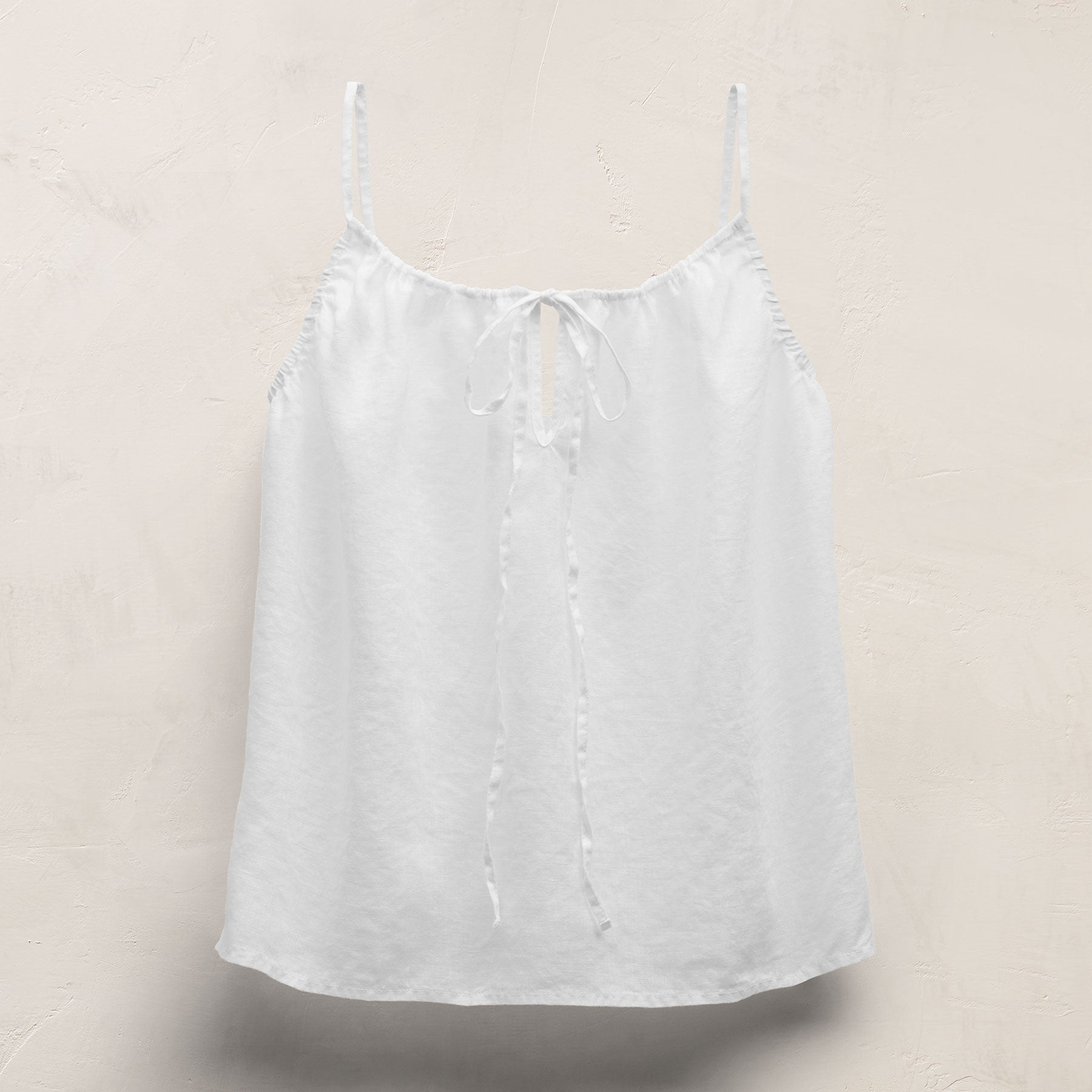 Linen Strappy Tie Cami - White