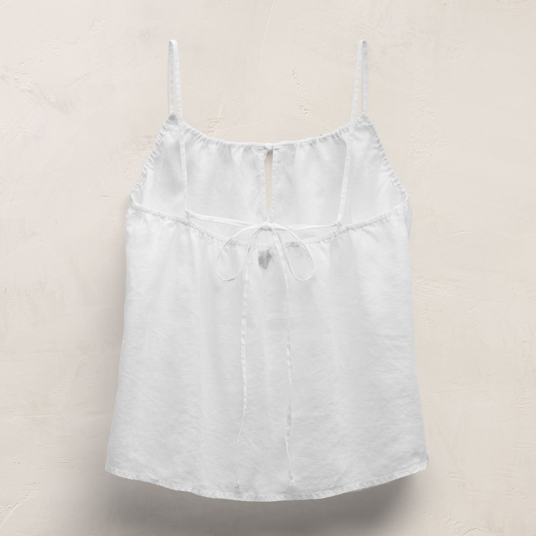 Linen Strappy Tie Cami - White