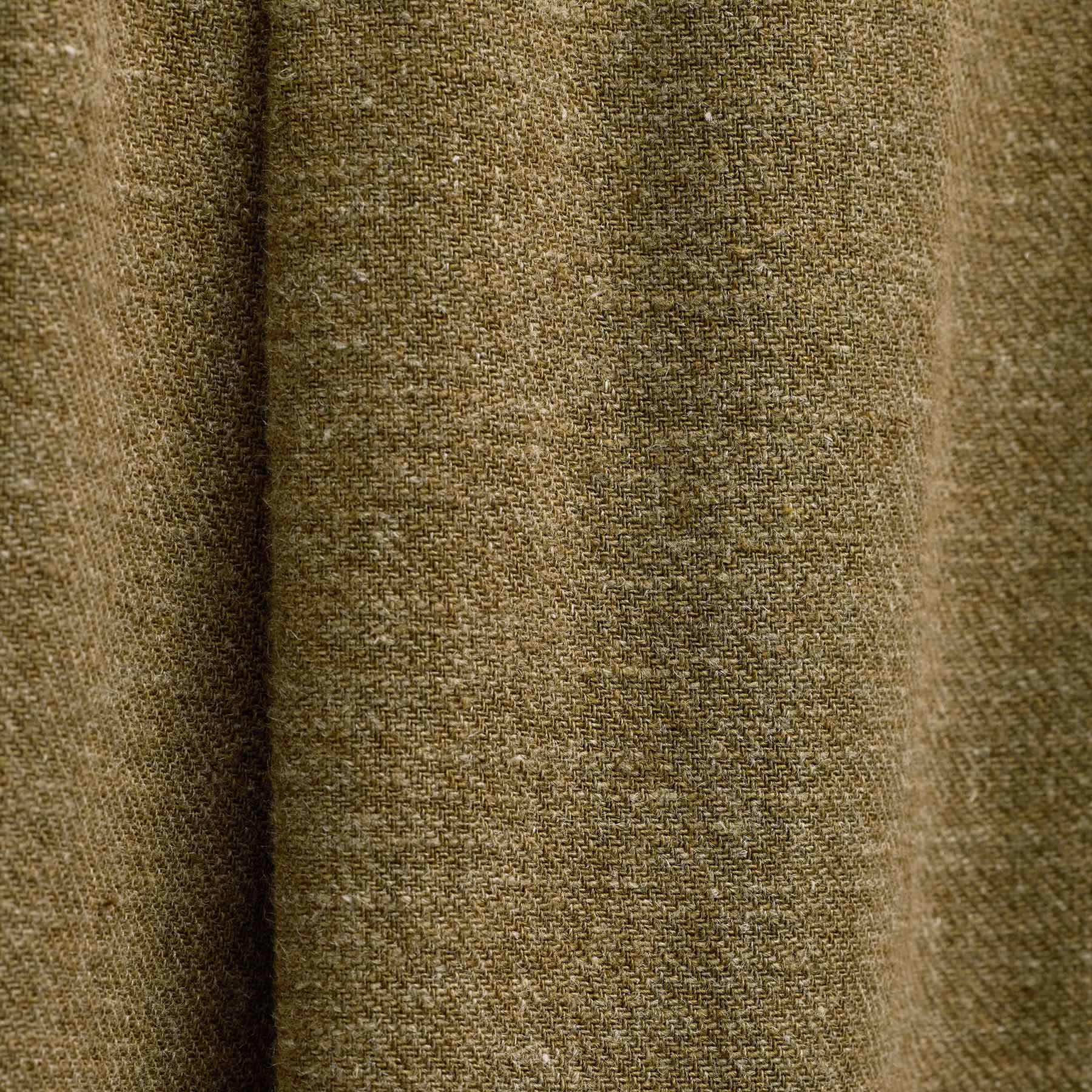 Linen Twill Pleated Wide Leg Trouser - Fleck Green